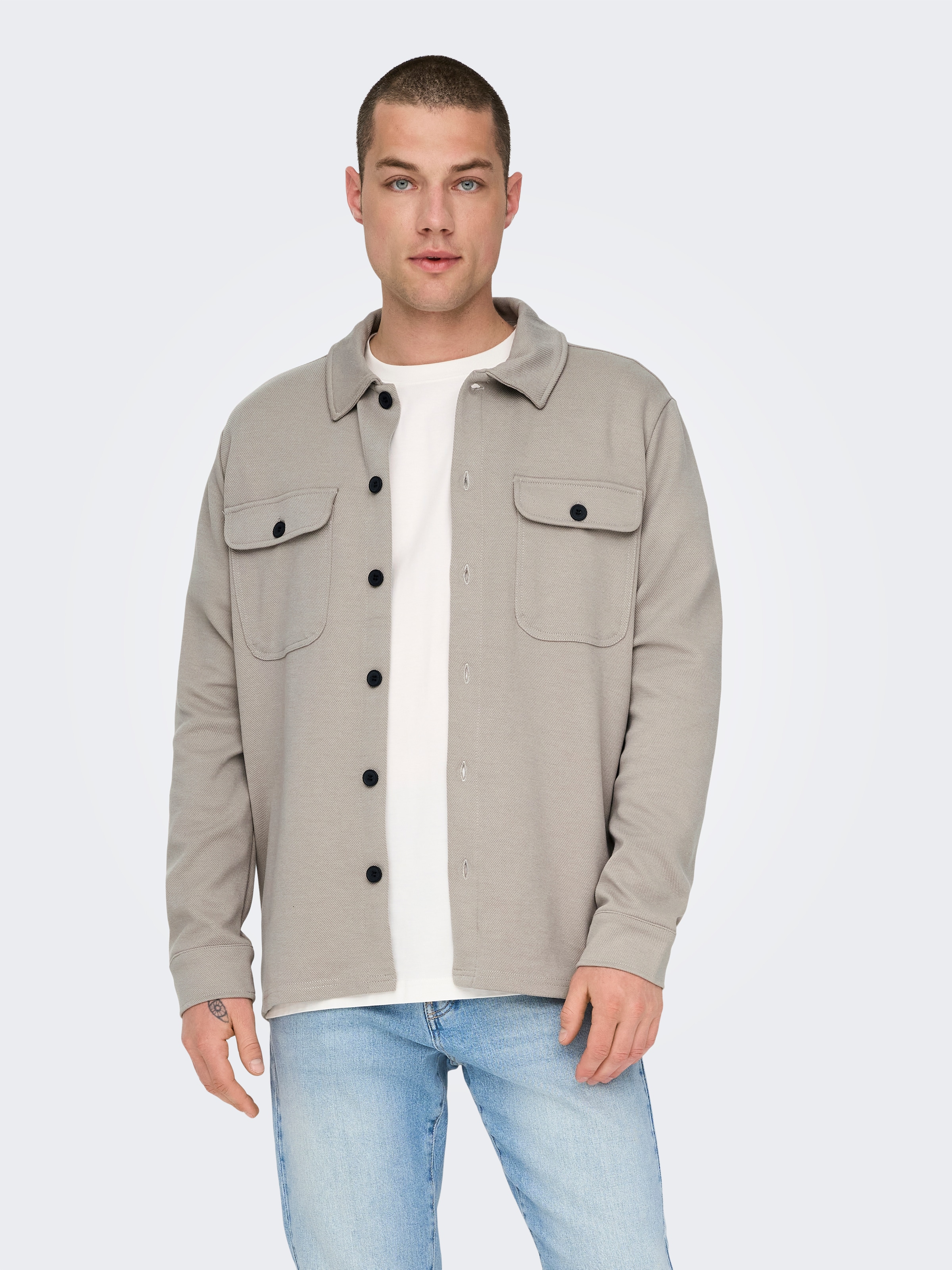 ONLY & SONS Langarmhemd "ONSNEWKODYL OVERSHIRT SWEAT NOOS" Materialmix, reg günstig online kaufen