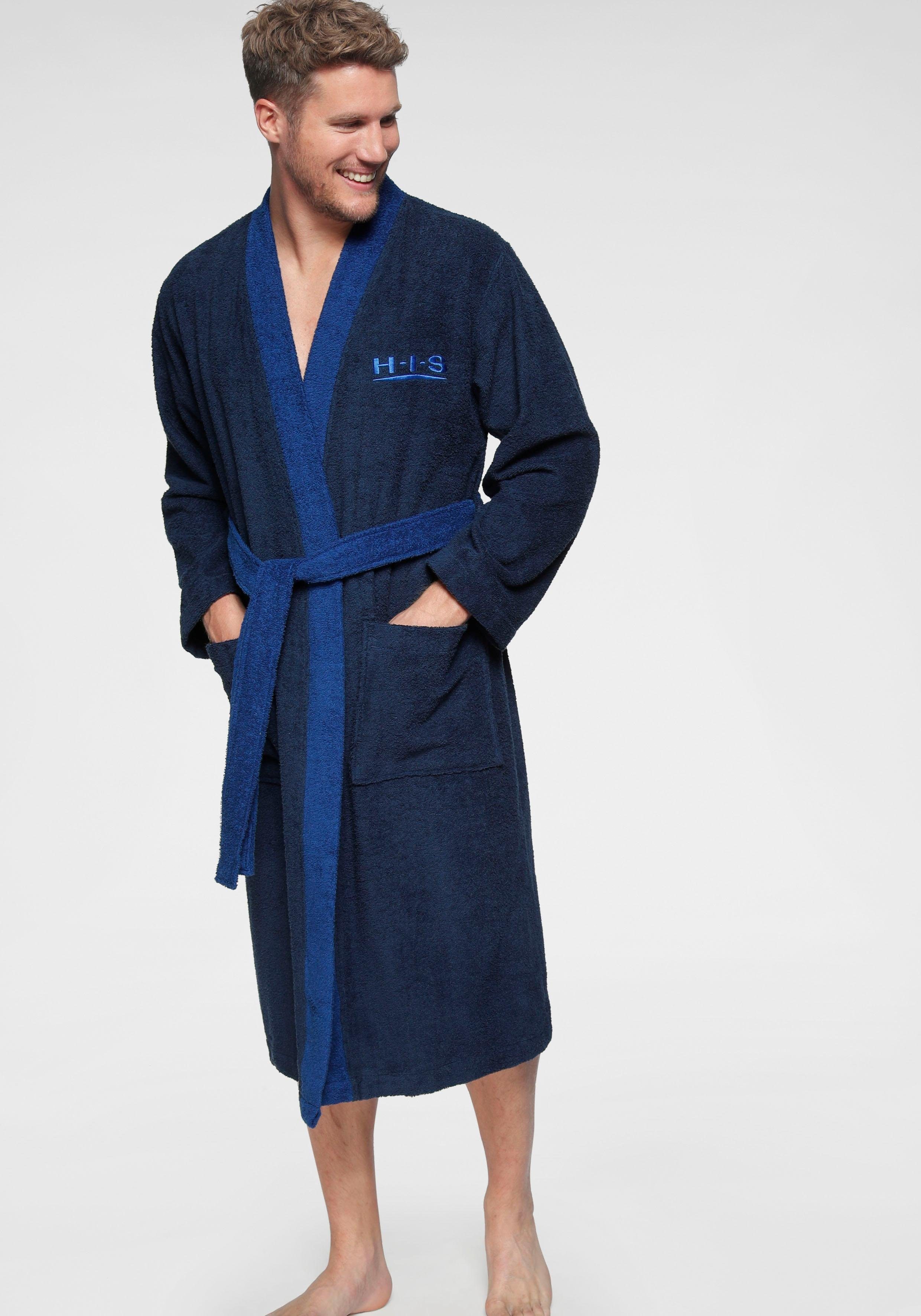 H.I.S Unisex-Bademantel "Hannes, ideal für Sauna & Spa, Hotelbademantel, Morgenmantel" 1 Stk. für Damen & Herren, lang, mit Taschen, S-3XL