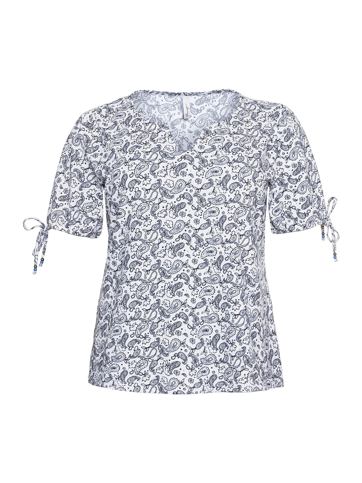 Sheego T-Shirt »Große Größen«, mit Paisleydruck und Bindeband am Arm für  kaufen | BAUR | T-Shirts