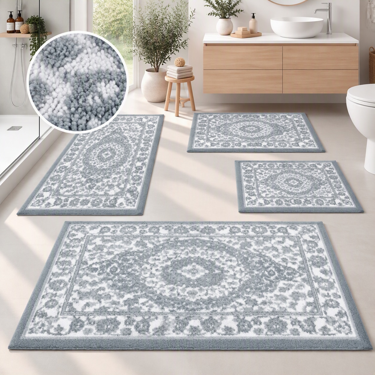 OTTO home Badematte "Oriental, Badvorleger, Badezimmer Teppich, Duschvorleger" Höhe 18 mm rutschhemmend beschichtet schnell trocknend Badteppich, Orient-Optik