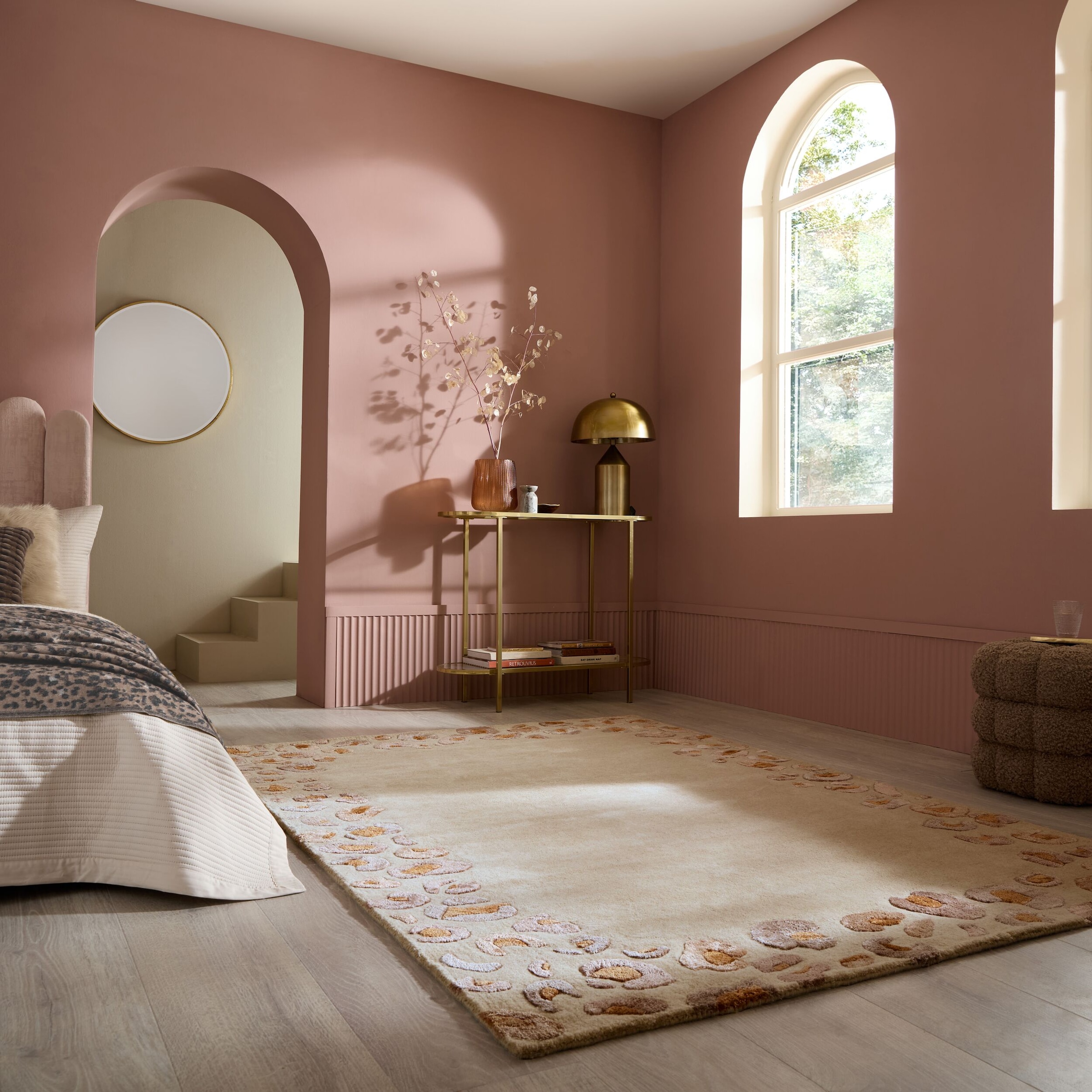 FLAIR RUGS Teppich "LEOPARD FRAME" rechteckig Glänzende Woll-Viskose-Mischung, Leo Muster, Wohnzimmer, Schlafzimmer