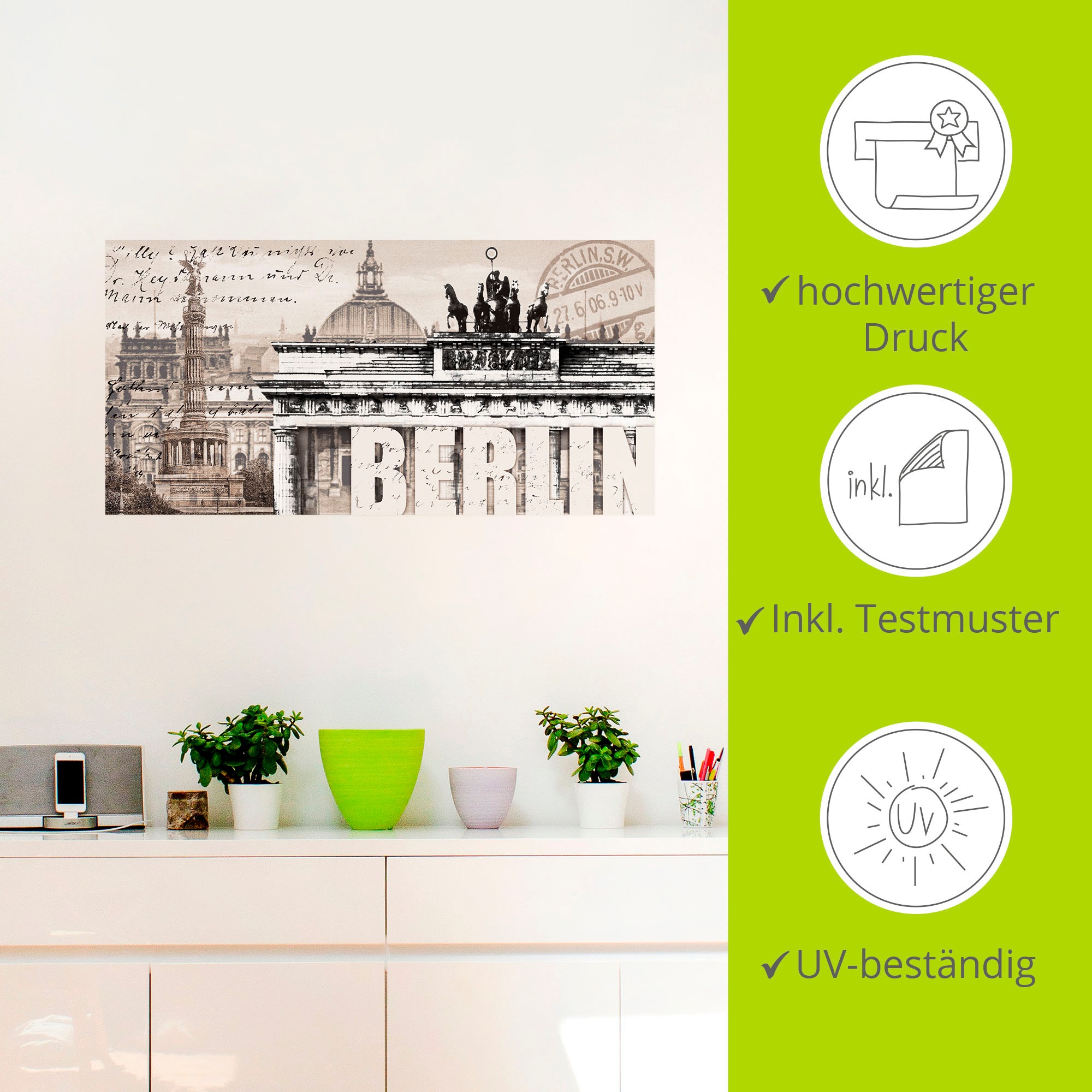 Artland Wandbild »Berlin II«, Deutschland, (1 St.), als Leinwandbild, Poster, Wandaufkleber in verschied. Größen