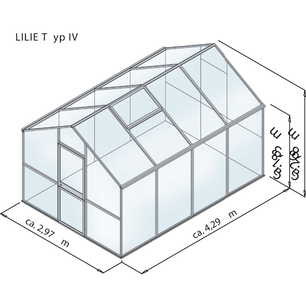 KGT Gewächshaus »Lilie IV«, (mit Regenrinne)