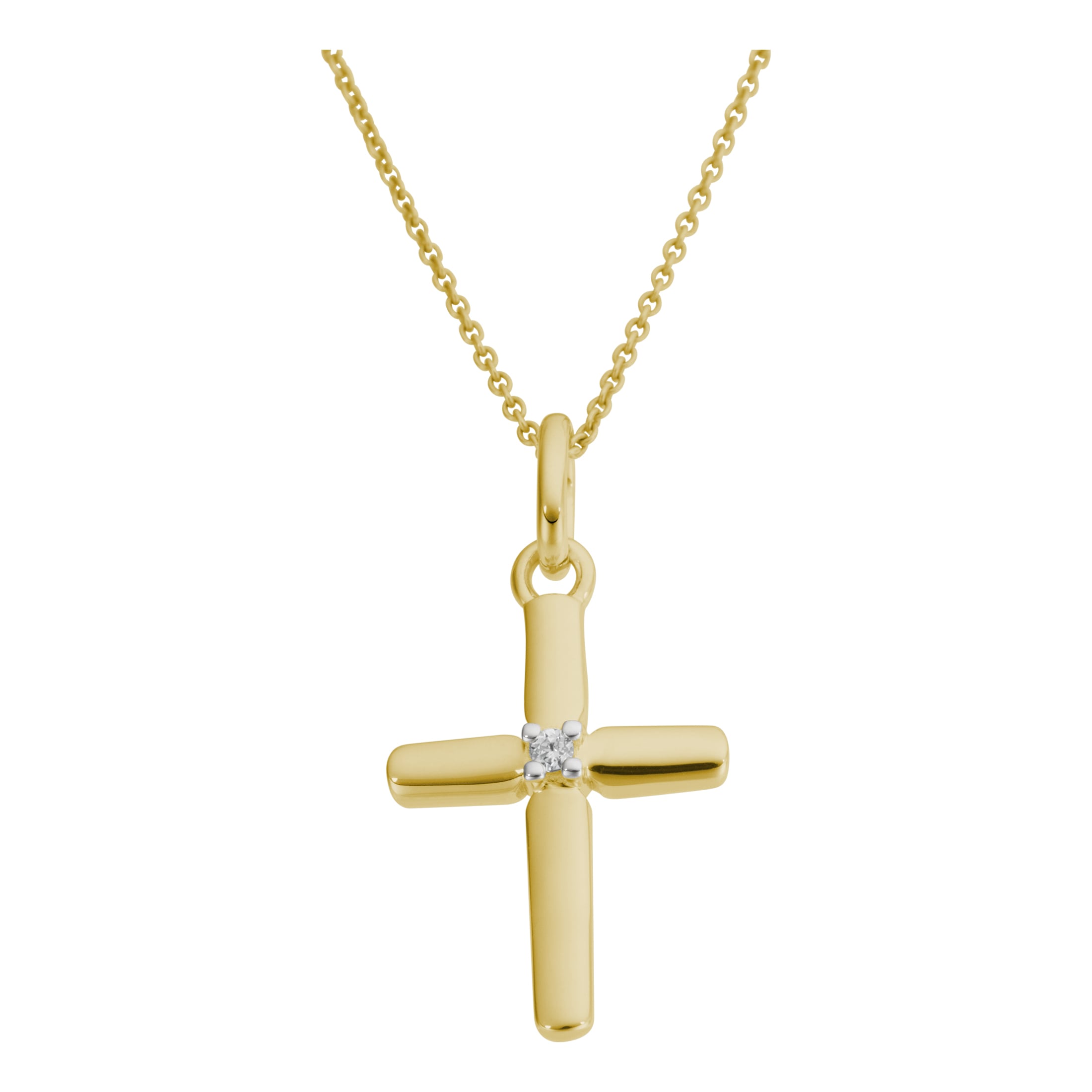 FIRETTI Damen Kettenanhänger "Schmuck Geschenk Gold 333 Halsschmuck Anhänger Kreuz", 0,01 P2 = erkennbare Einschlüsse, Diamanten Gelbgold 333, 0,53