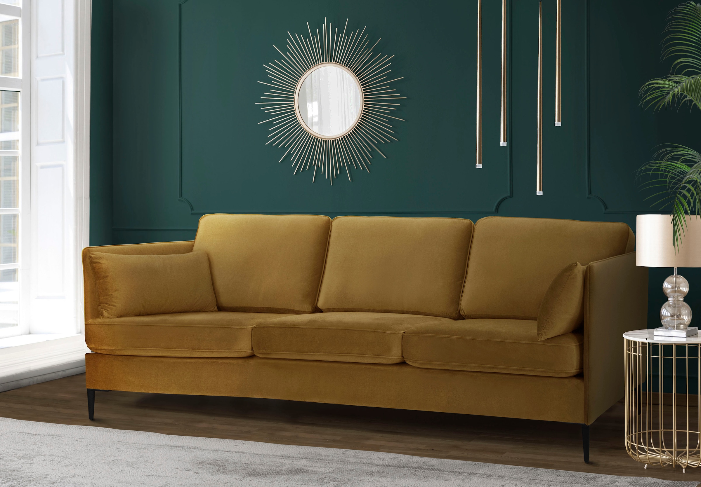 Home affaire 3-Sitzer "Light" inklusive loser Zierkissen, mit schmalen Arml günstig online kaufen