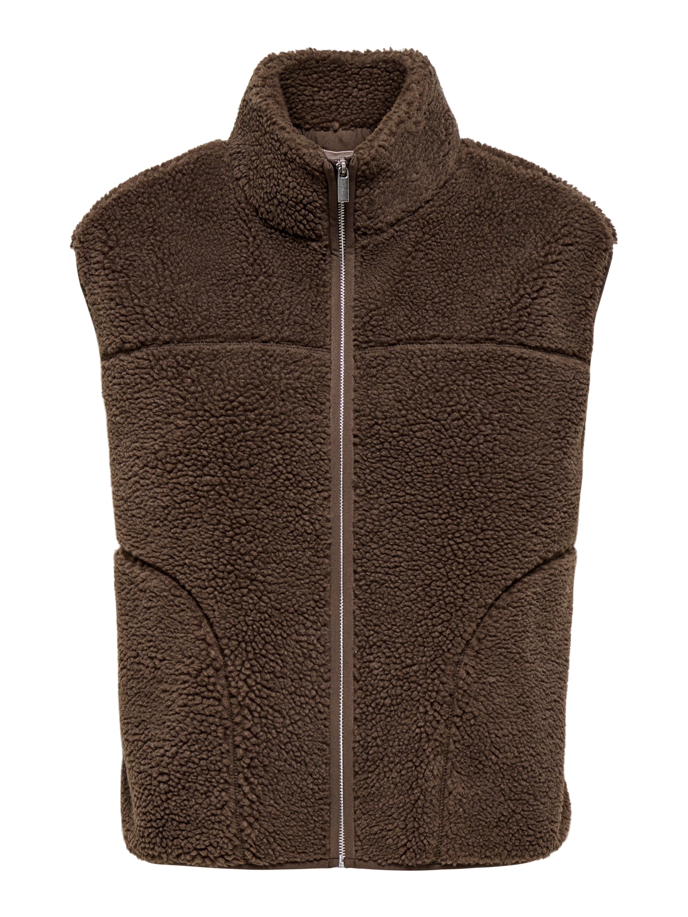 ONLY Plüschweste "ONLBABY TEDDY HIGH ZIP VEST PNT NOOS" Kunstfaser, Teddyplüsch-Qualität