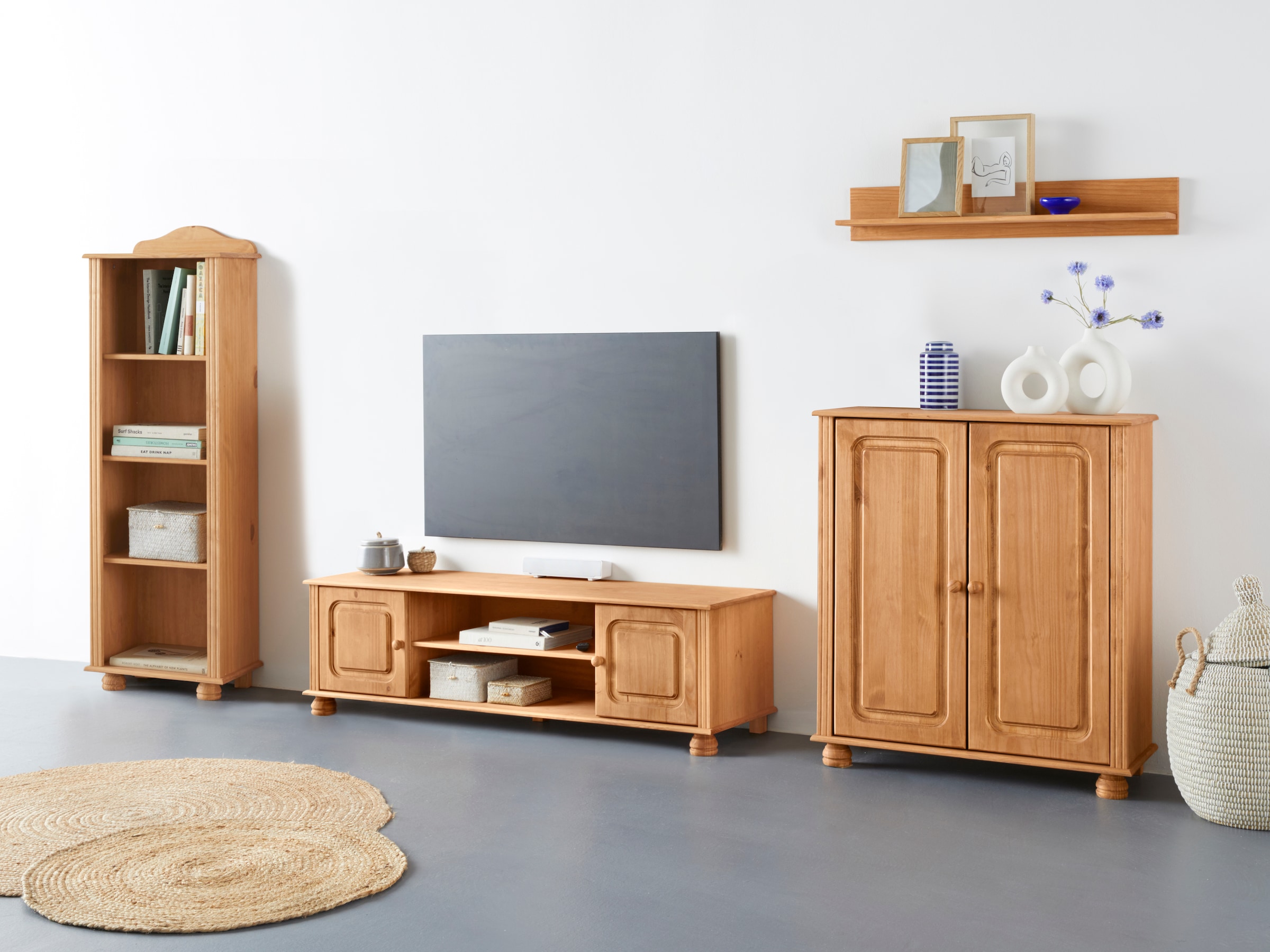 Home affaire Wohnwand "Mette" 3 Stk. tlg. 1 Midischrank, 1 Bücherregal und günstig online kaufen