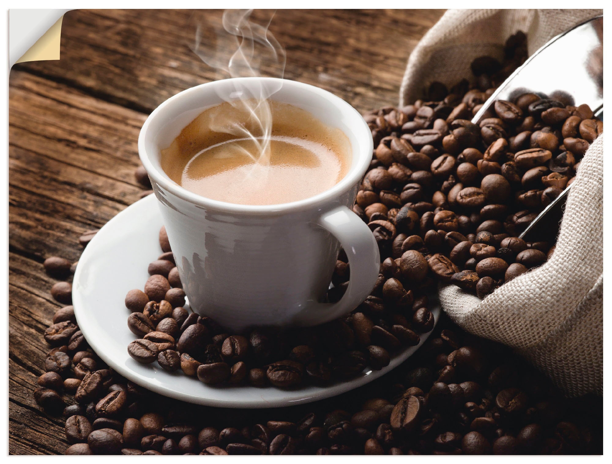 Wandbild »Heißer Kaffee - dampfender Kaffee«, Getränke, (1 St.), als Alubild,...