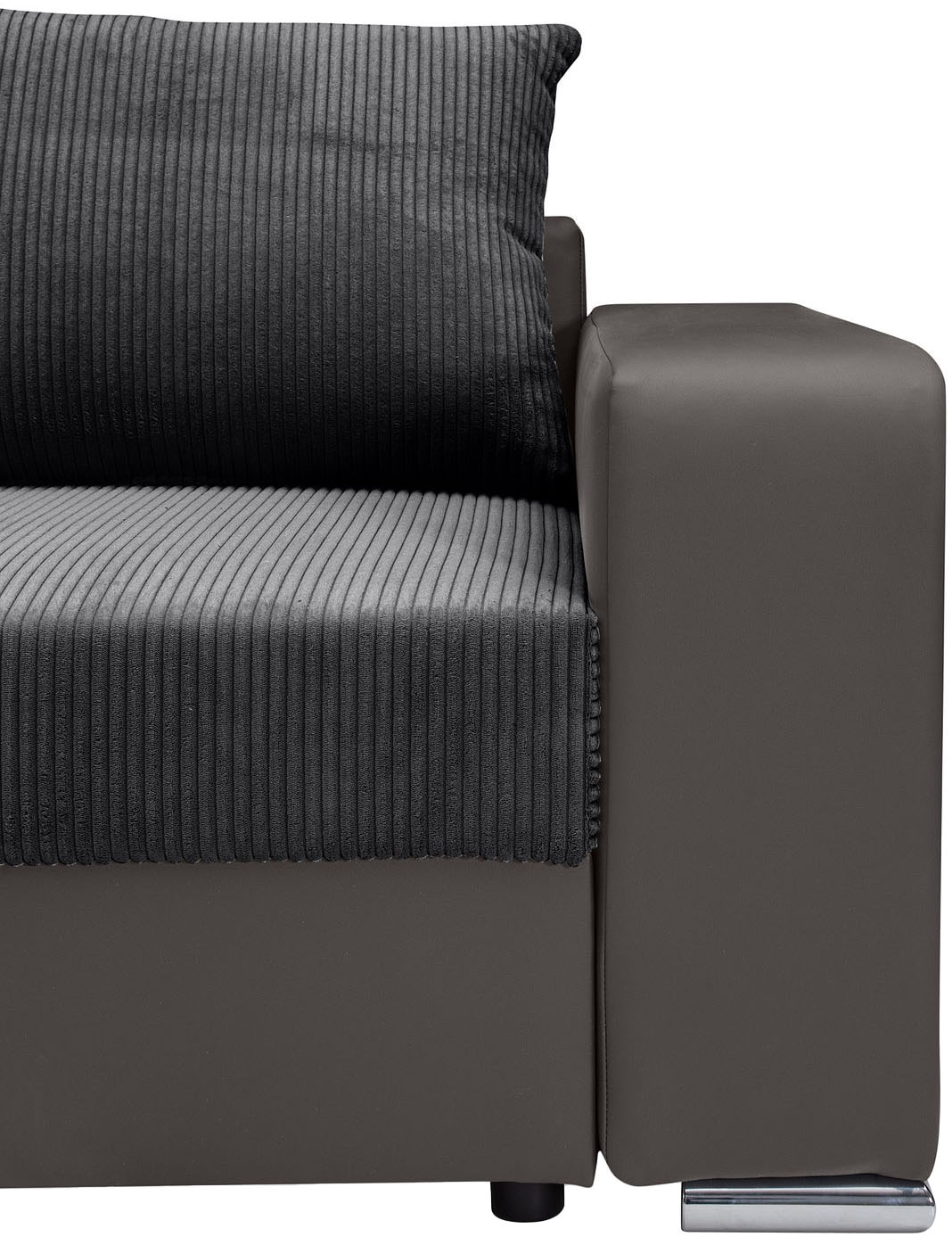 COLLECTION AB Ecksofa »L-Form«, Regalarmlehne mit LED RGB Beleuchtung,Bettfunktion und Bettkasten