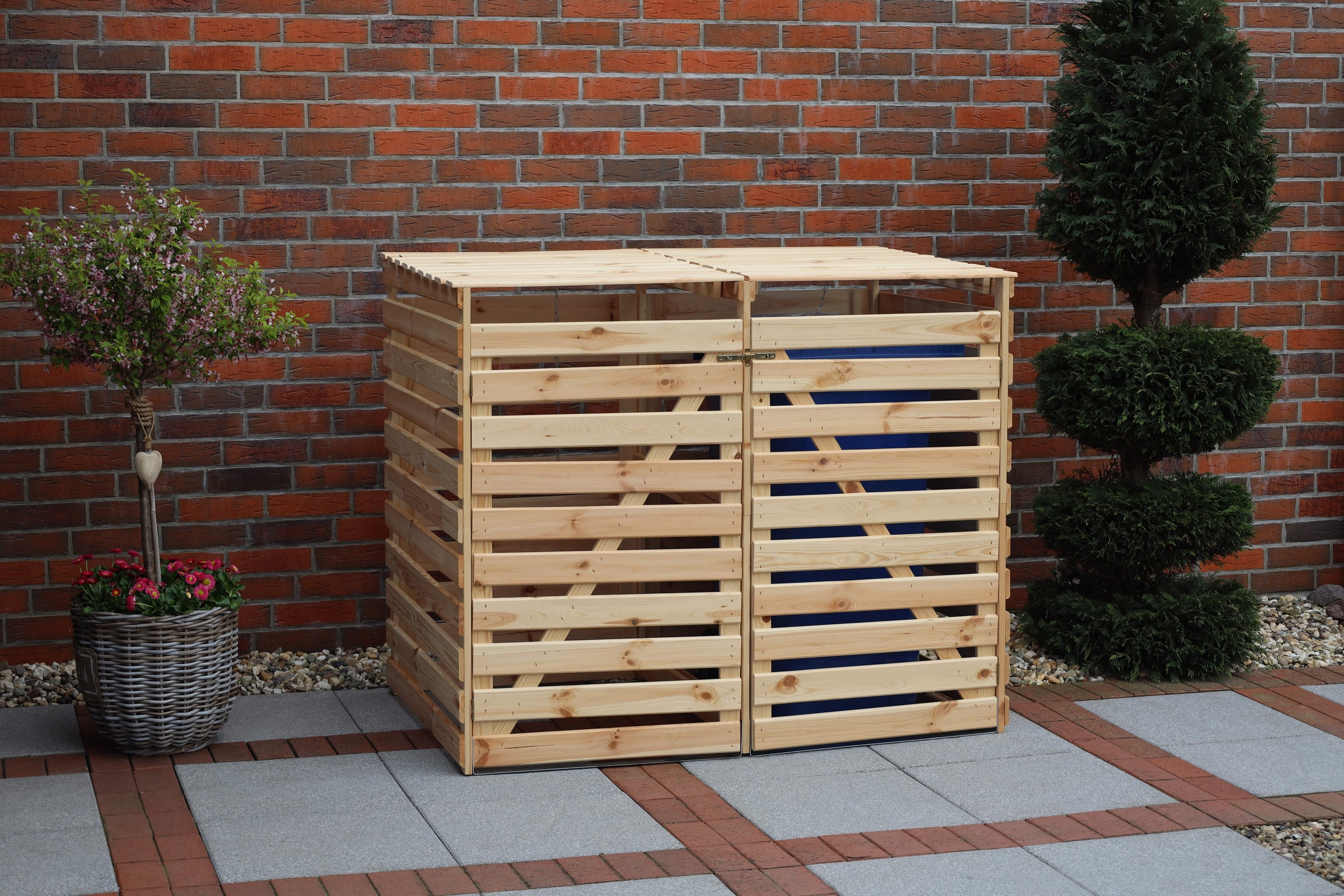 promadino Mülltonnenbox »Vario V«, für 2 x 240 l, holzfarben