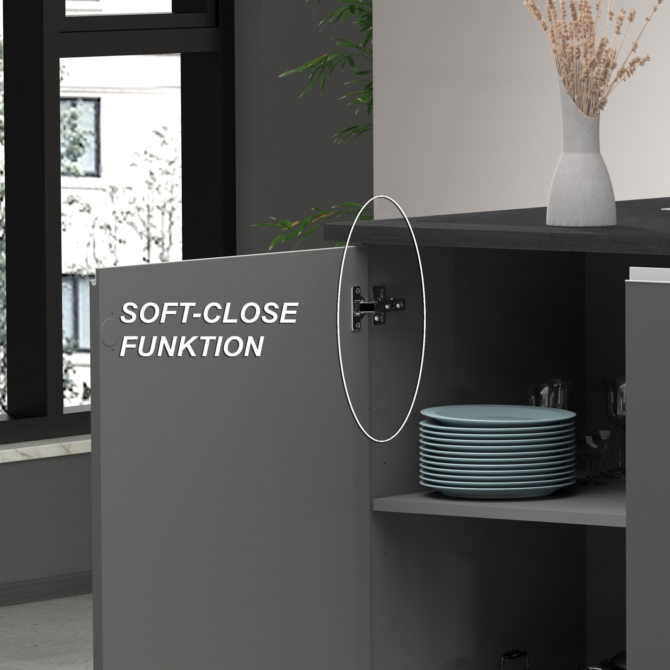 KOCHSTATION Kücheninsel »Sole,Kochinsel,Küchenarbeitsblock,Inselküche,Arbeitsinsel«, Breite 160 cm mit 2 Türen,4 Fächer, Arbeitsplatte, Aluminiumgriff