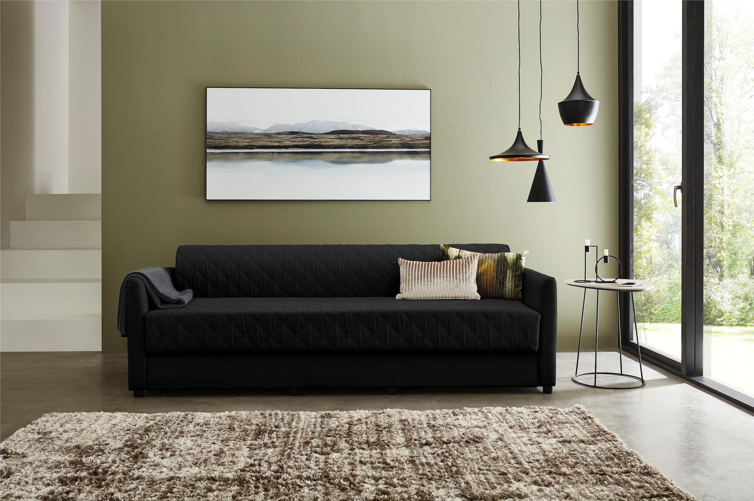 ATLANTIC home collection Schlafsofa "Ken" mit Schlaffunktion, inklusive Topper mit abnehmbarem Bezug