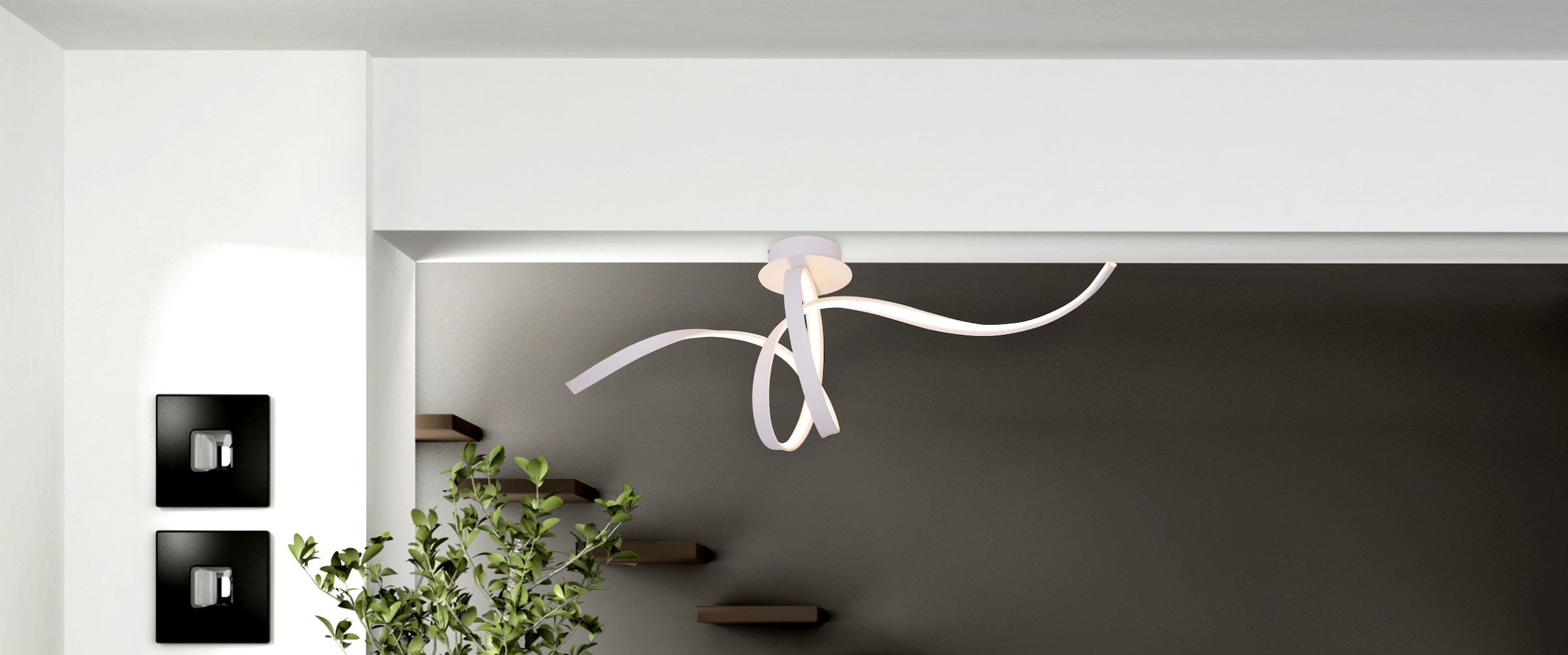 näve LED Deckenleuchte »Odrive«, 1 flammig, Leuchtmittel LED-Modul | LED fest integriert, dimmbar, schleifenähnlich geschwungene Leuchtstreifen, weiß, L: 120cm