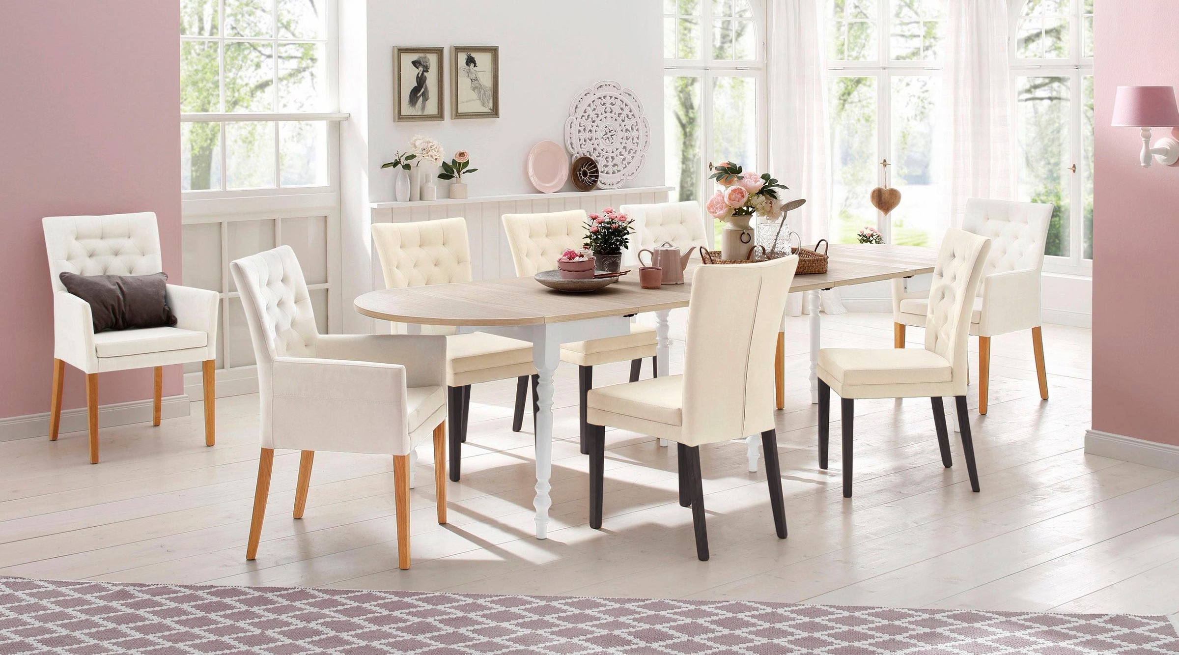 Home affaire 4-Fußstuhl »Colorado«, (Set), 6 St., Luxus-Microfaser, Beine aus Buche, wengefarben lackiert, Im 2er, 4er oder 6er-Set