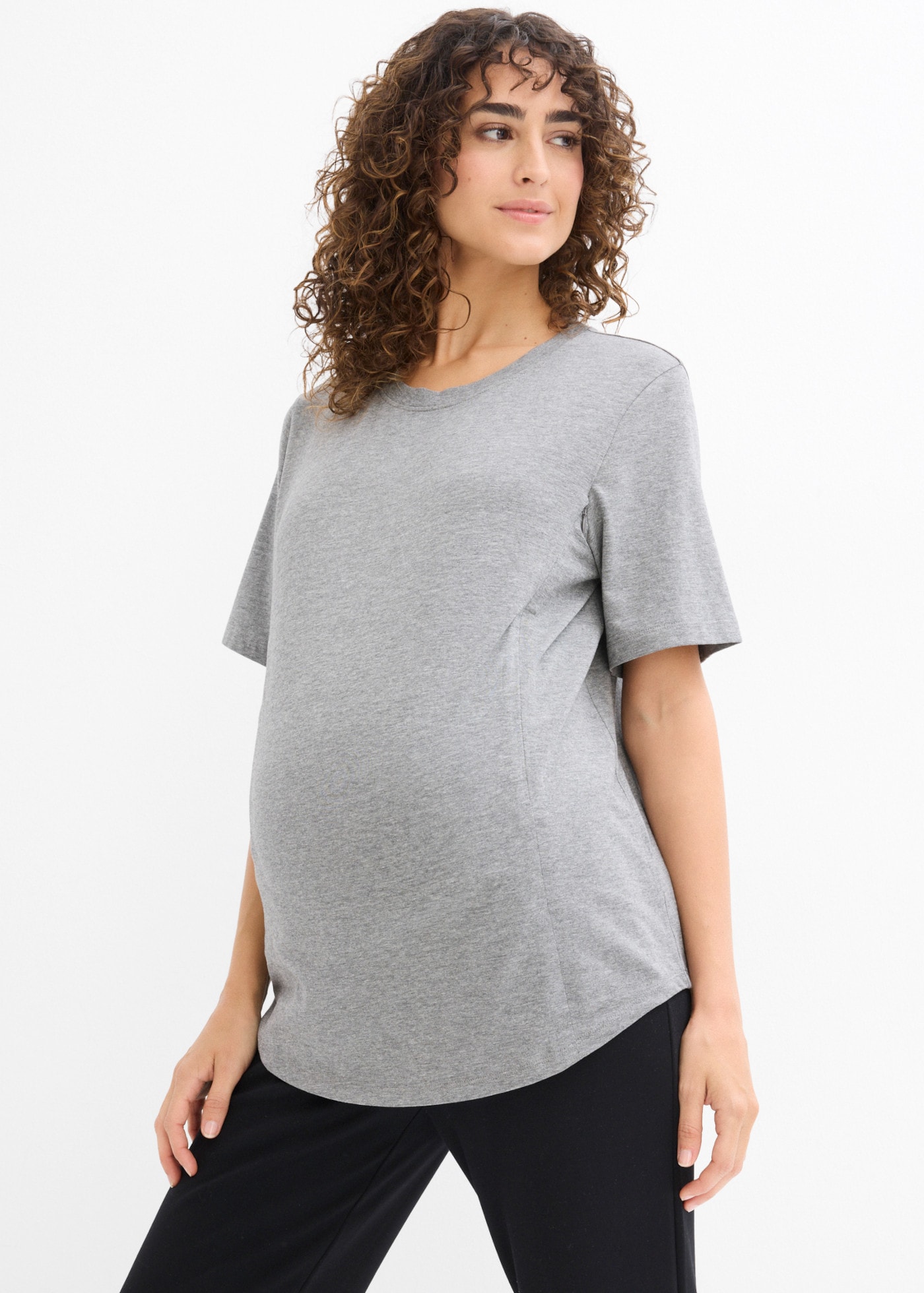 bonprix Umstandsshirt mit Reißverschlüssen zum Stillen, Rundhalsausschnitt, Kurzarm