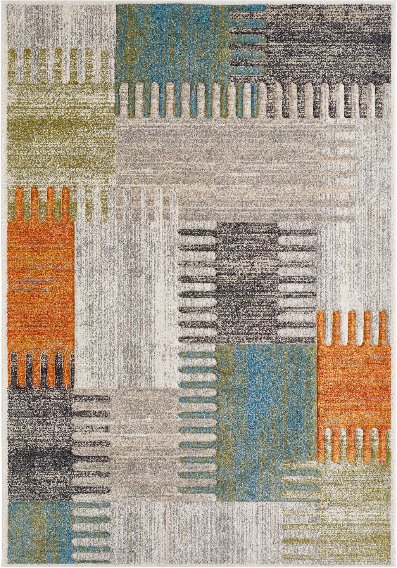 LUXOR living Teppich »Toronto«, rechteckig, 12 mm Höhe, Kurzflor, modernes Patchwork-Design, Hoch-Tief Struktur, Wohnzimmer