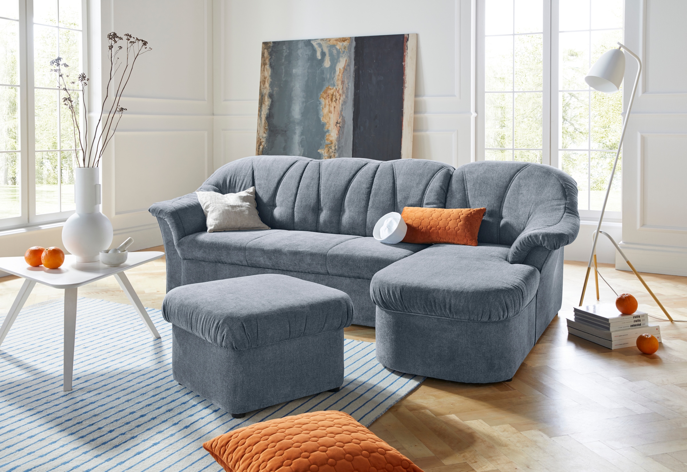 DOMO collection Ecksofa "Pegnitz, elegante Rückensteppung, komfortabel, L-F günstig online kaufen