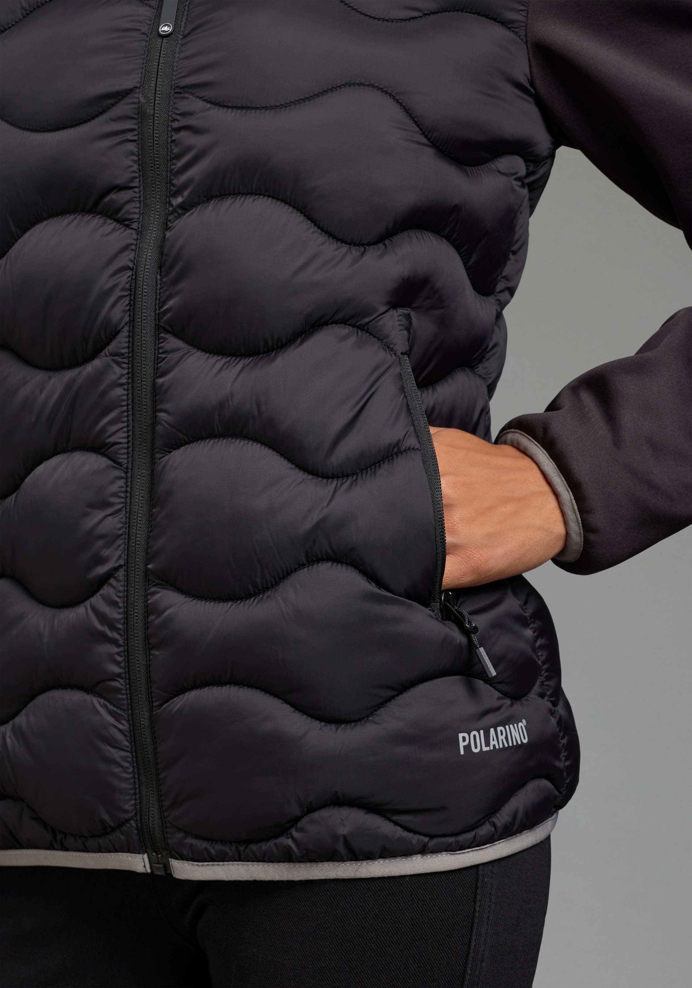 Polarino Hybridjacke mit Kapuze Übergangsjacke aus modernem Materialmix mit Kapuze