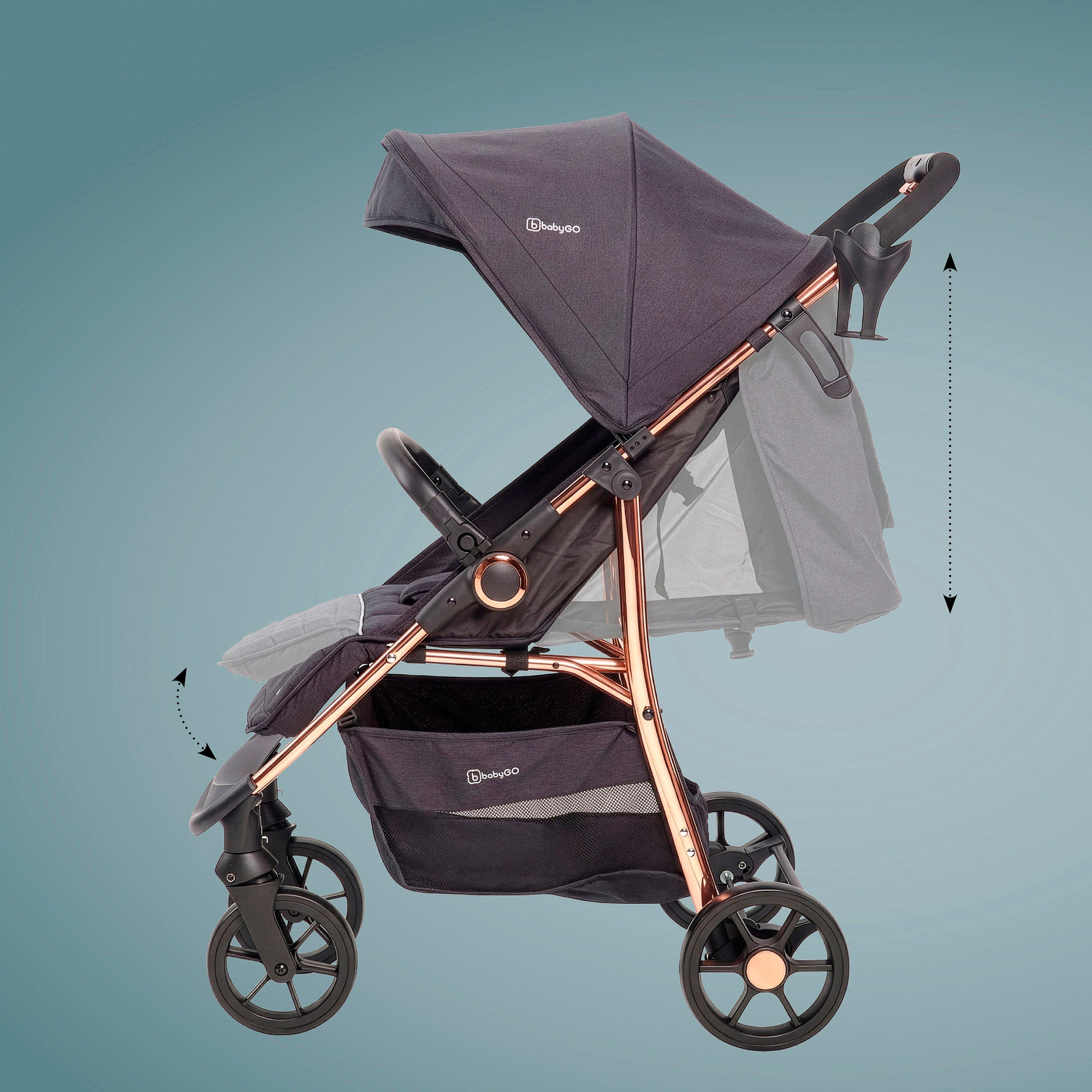 BabyGo Kombi-Kinderwagen »Style - 3in1« inkl. Babyschale mit Adaptern u. Wickeltasche