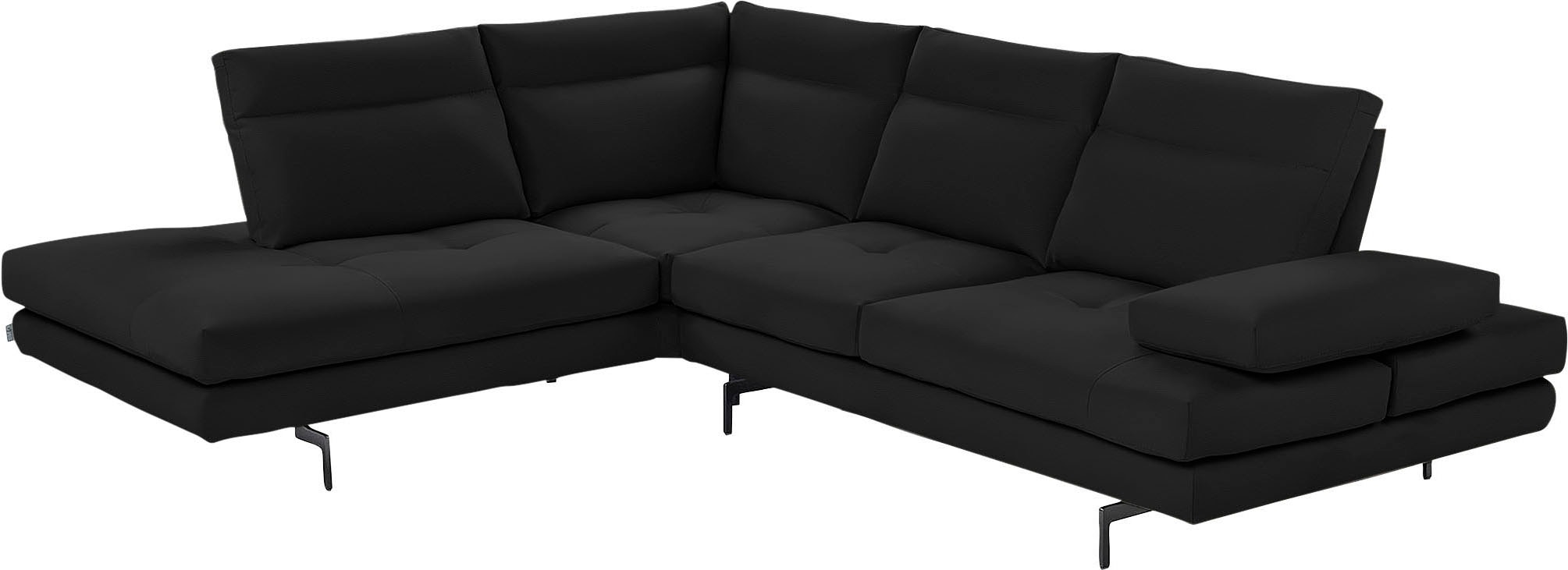 CALIA ITALIA Ecksofa "Toby Wing, B/T: 288/232 cm, Designsofa mit sensationellem Sitzkomfort" L-Form, Sitztiefenverstellung, funktionale Ecke, Füße in schwarz matt