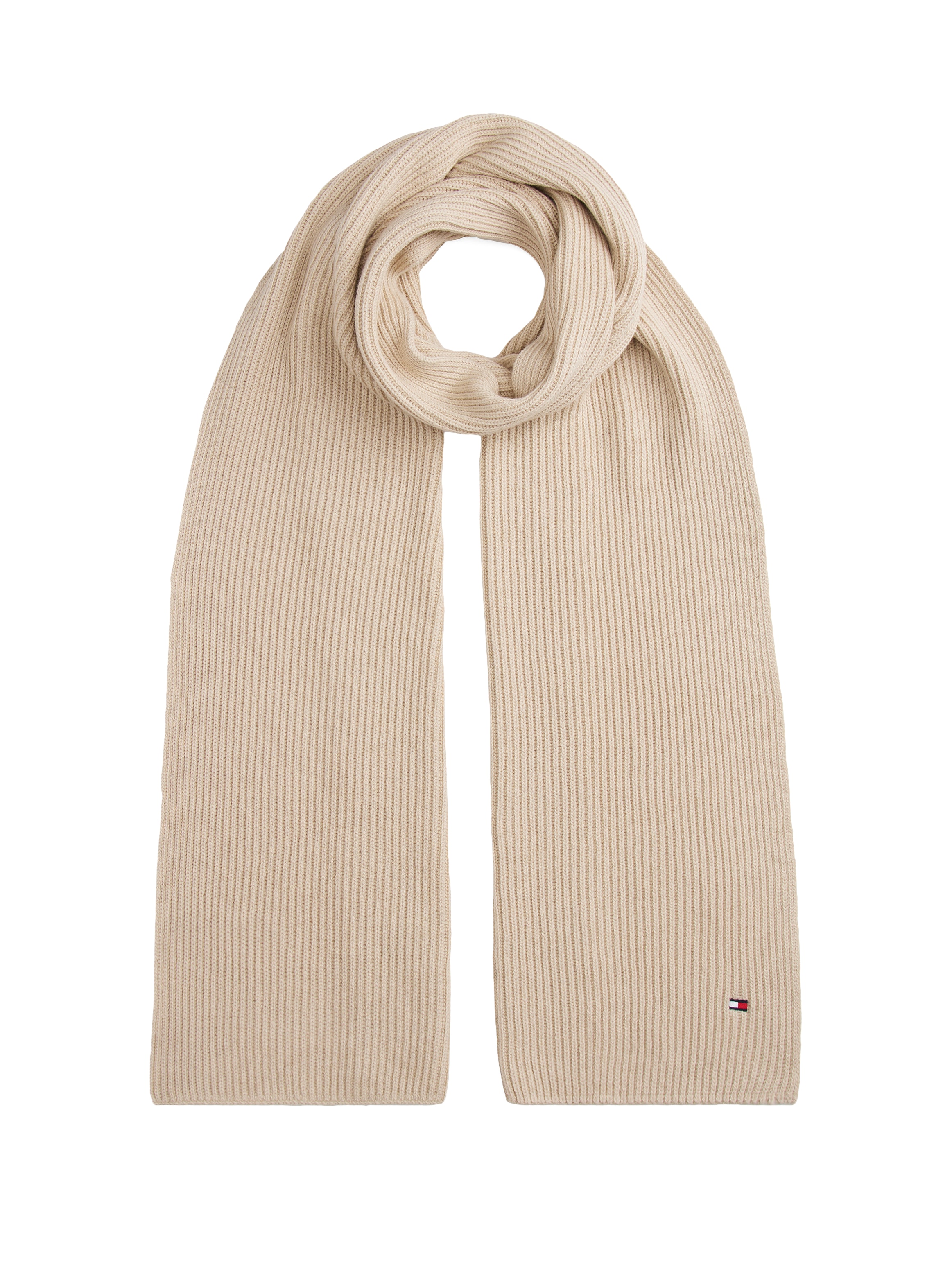 Tommy Hilfiger Strickschal "TH FLAG PIMA COTTON CASH SCARF", mit Logosticke günstig online kaufen