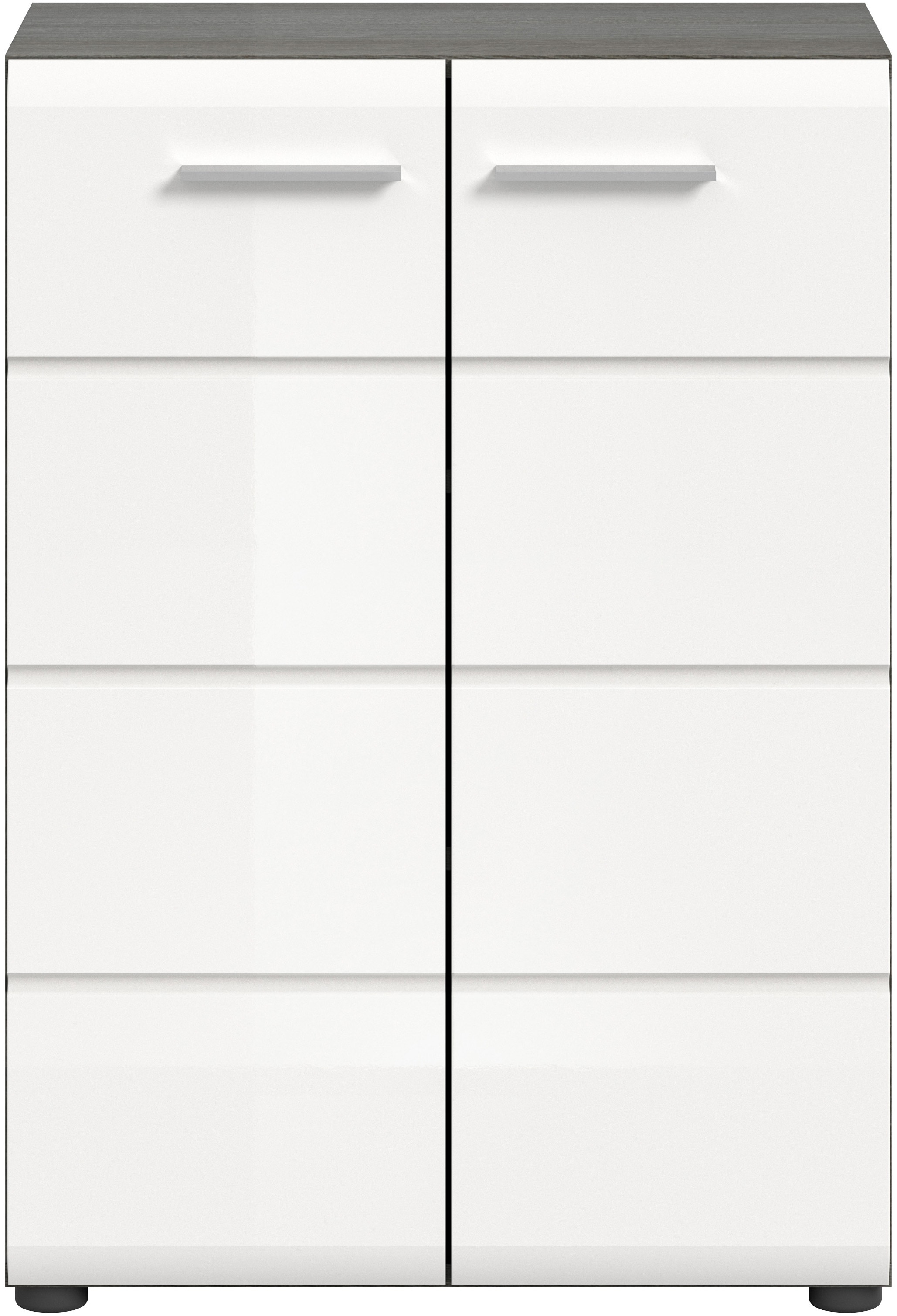 INOSIGN Kommode »Rumba, Breite 60cm, in Rauchsilber Nachbildung/ Weiß Hochglanz«, Kommode, Sideboard, Schrank