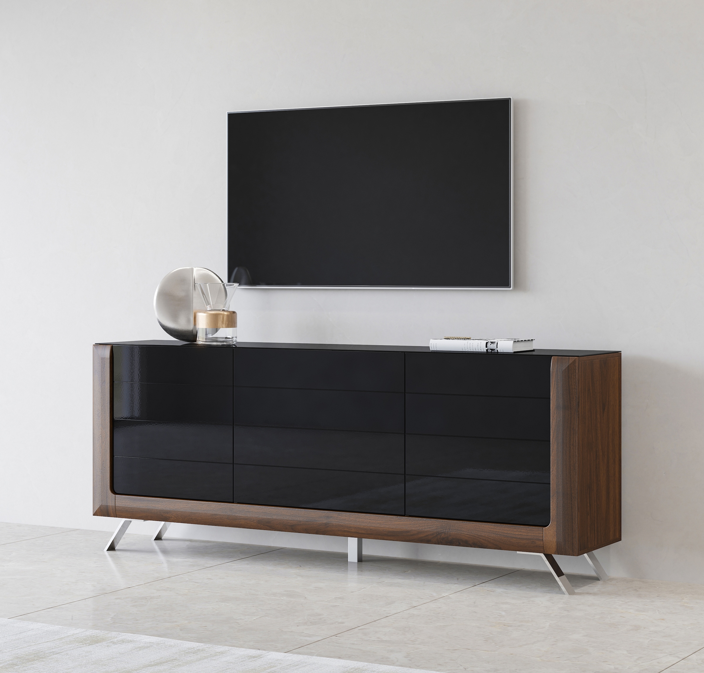 Leonique Sideboard "Kasai", Breite 199 cm, mit 3 Türen