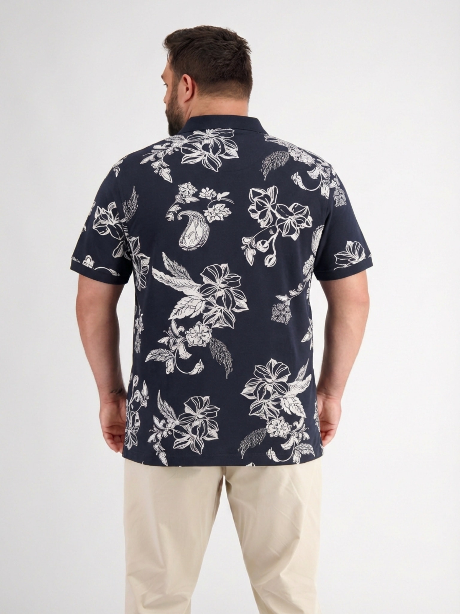 LERROS 1100000002199 "Poloshirt mit floralem All-over-Print, grosse Größen"