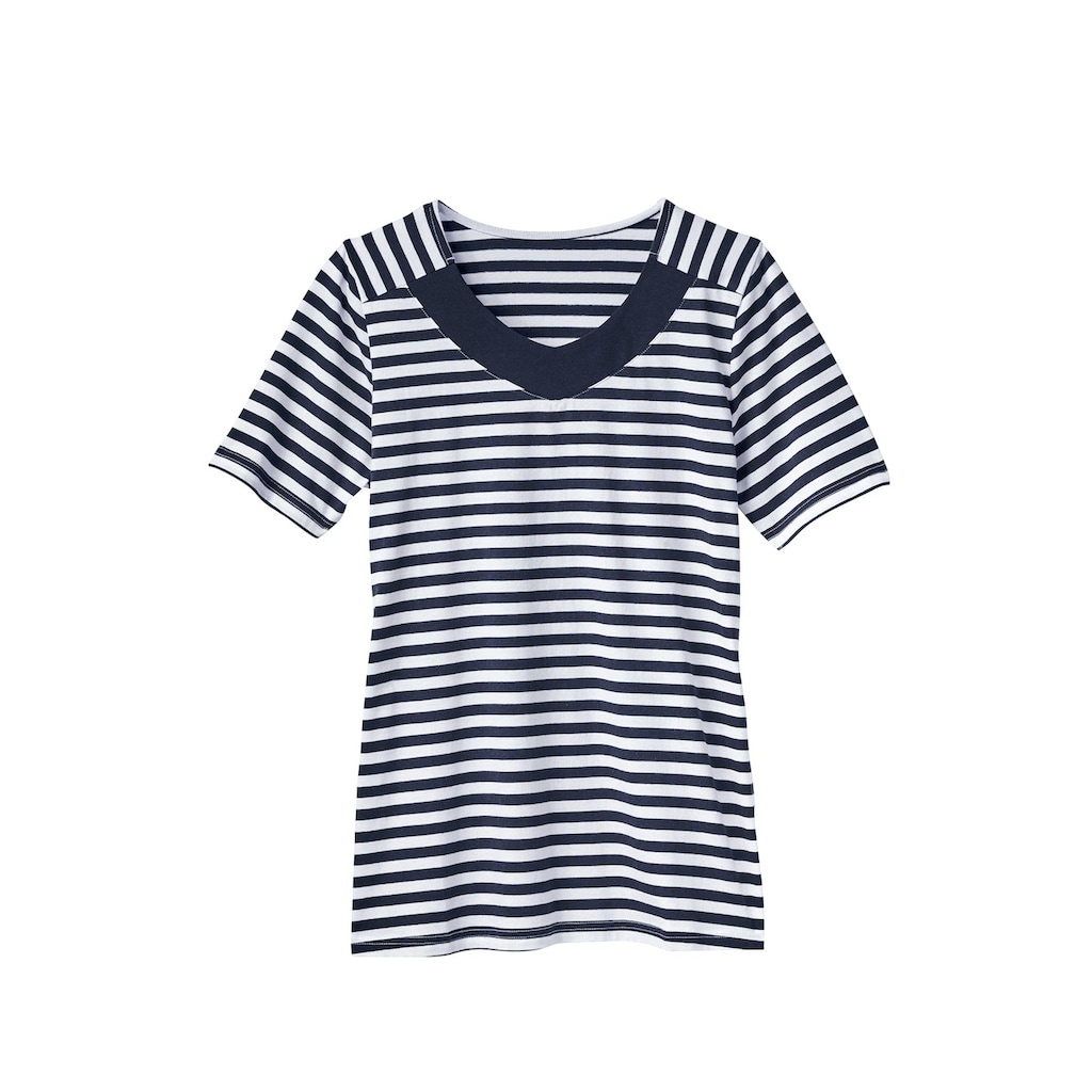 Damenmode Shirts & Sweatshirts Classic Basics Kurzarmshirt »Shirt«, (1 tlg.) marine-geringelt