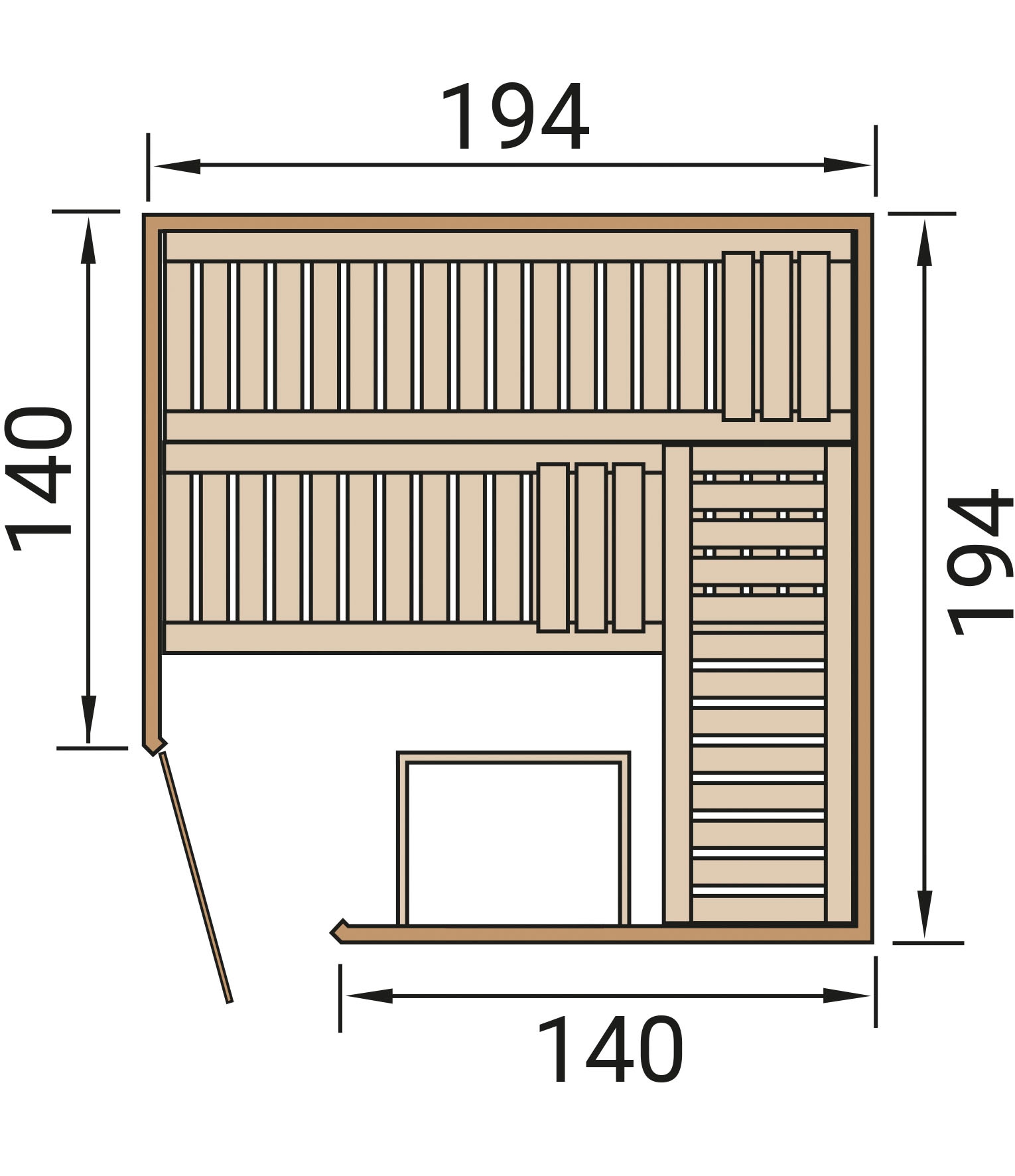 weka Sauna »Element-Ecksauna VARBERG 3«, vorgefertigte Elemente, moderne Ganzglastür