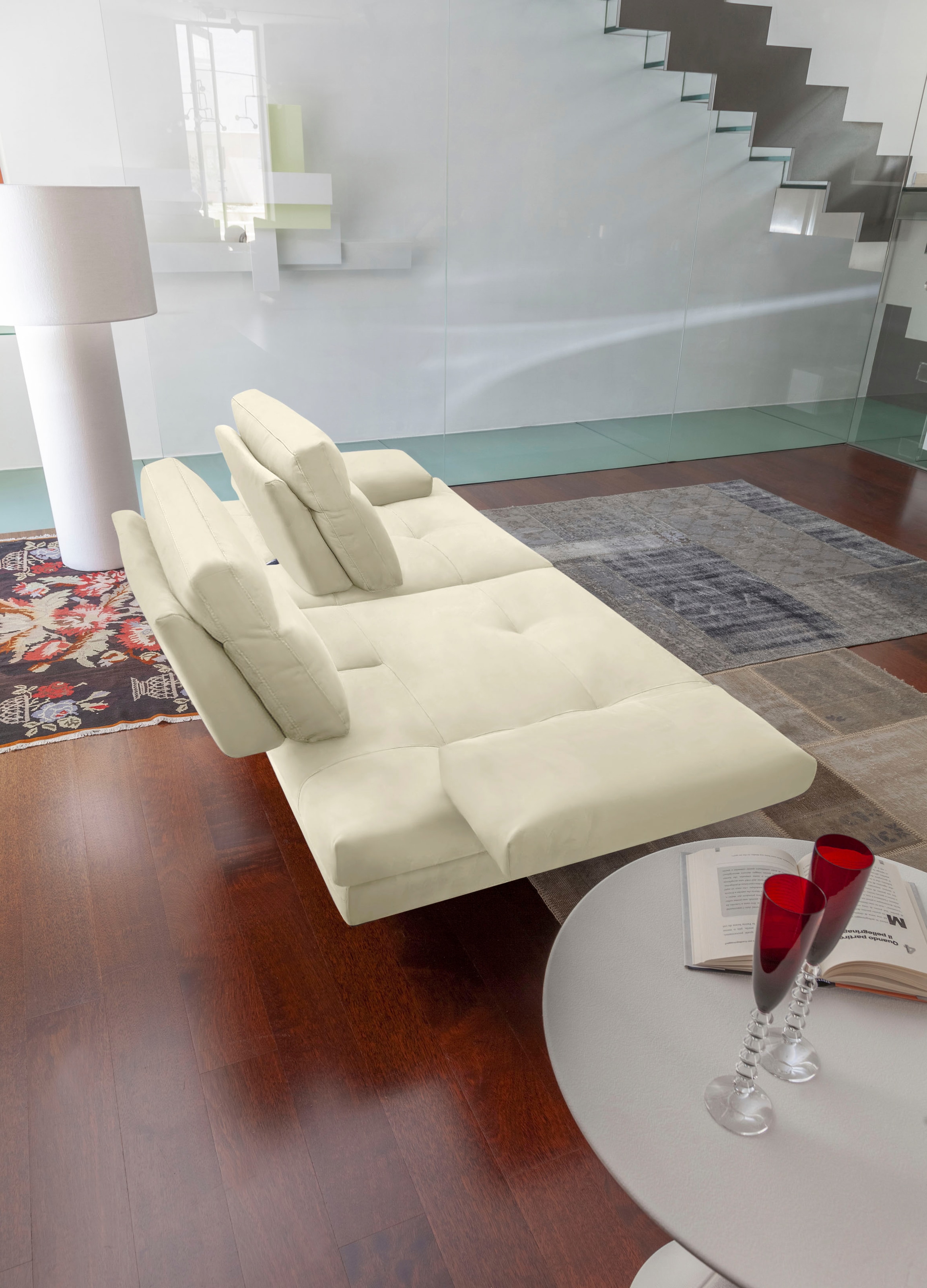 CALIA ITALIA 3,5-Sitzer »Toby Wing, italienisches Designsofa, super bequem, Megasofa«, inkl. Sitztiefenverstellung und Armteilfunktion, Füße in Schwarz matt