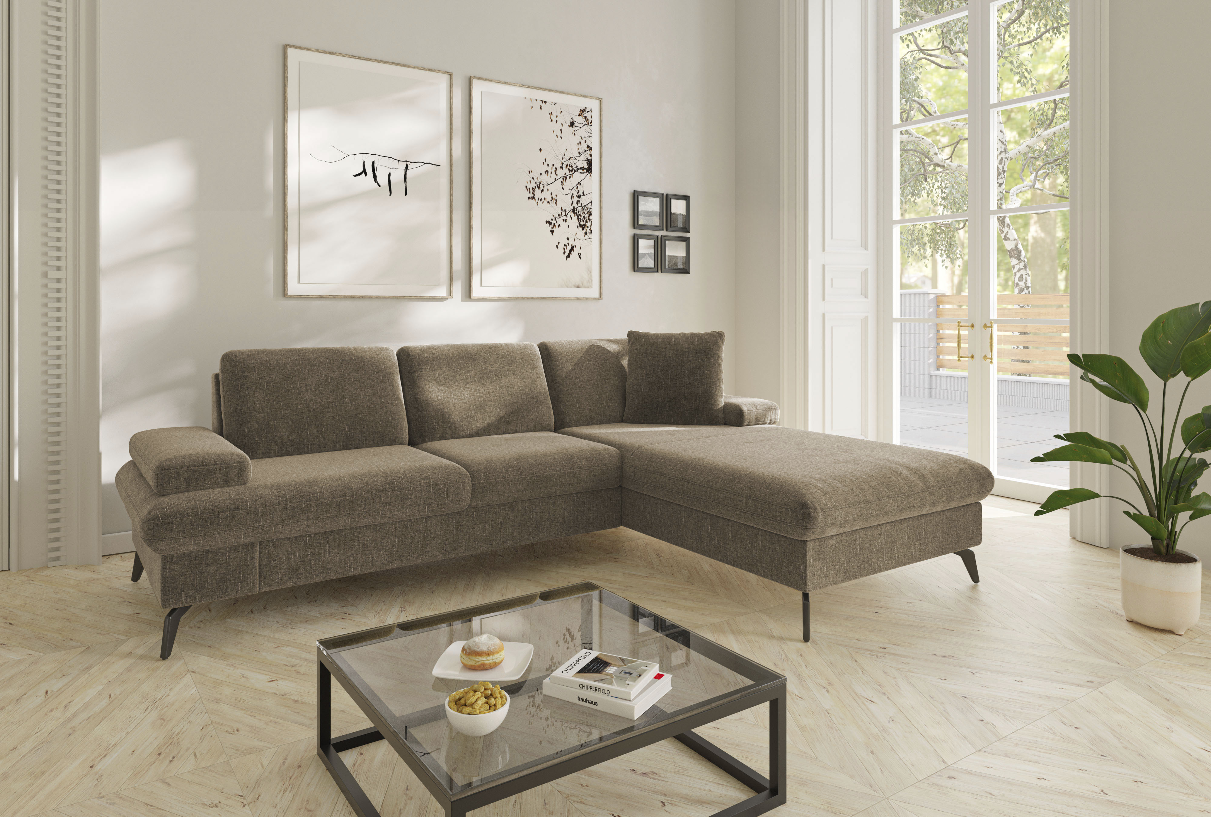sit&more Ecksofa "Morris Jubi L-Form, B: 247 cm" mit Armteilfunktion & 1 Zierkissen, optional Schlaffunktion