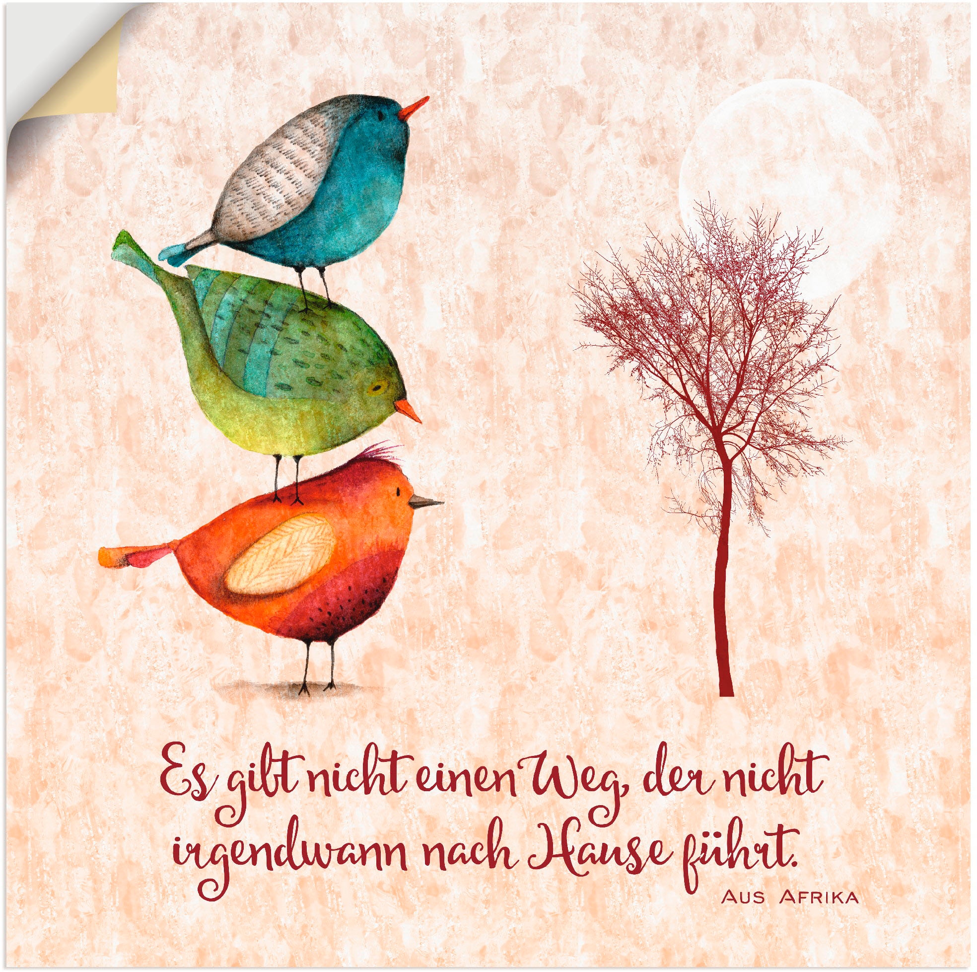 Artland Wandbild »Lebensweisheit Zu Hause«, Tiere, (1 St.), als Leinwandbild, Poster, Wandaufkleber in verschied. Größen