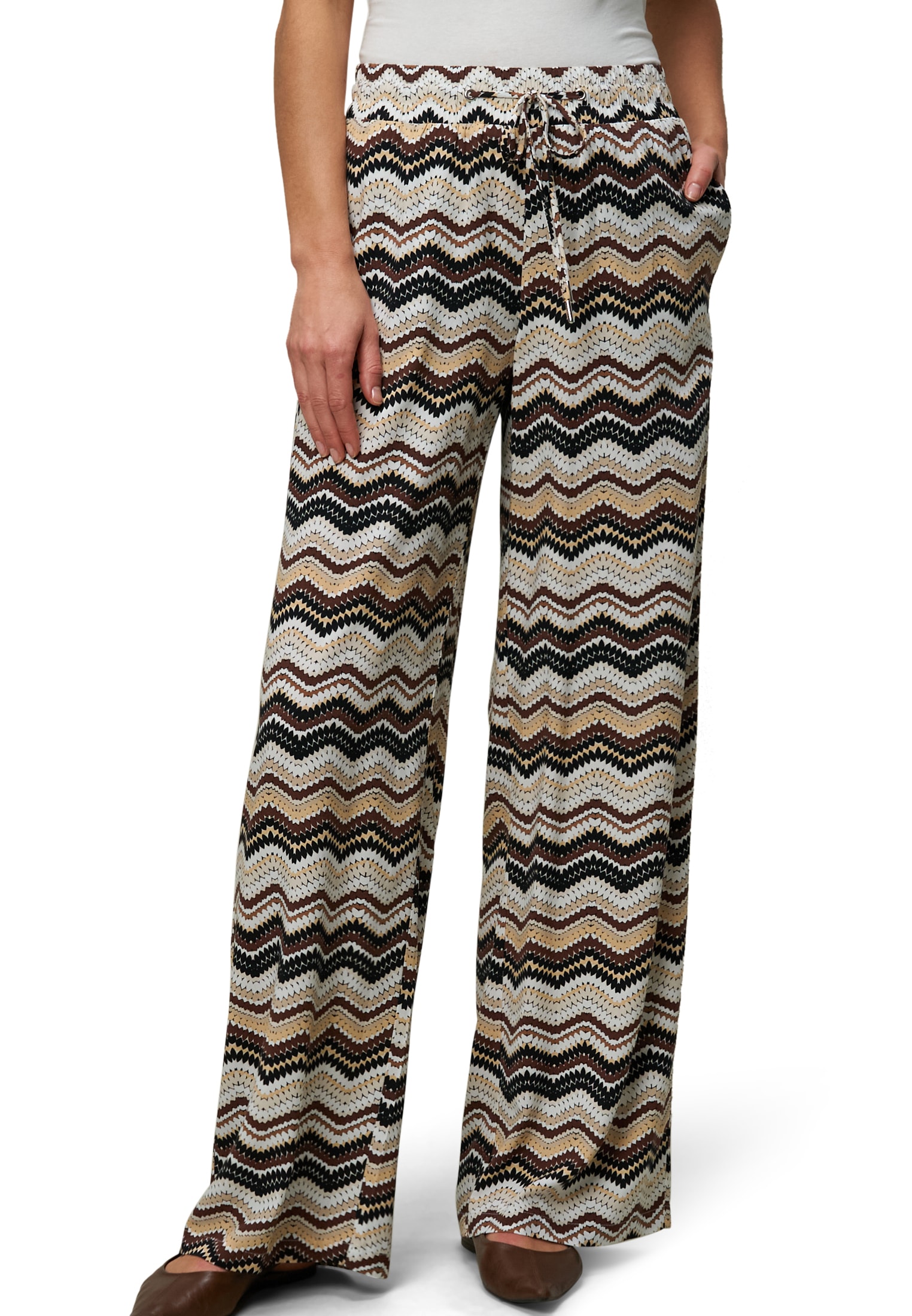 Zero Stoffhose "Damen Hose mit Zickzackmuster 30 Inch" Bindedetail günstig online kaufen