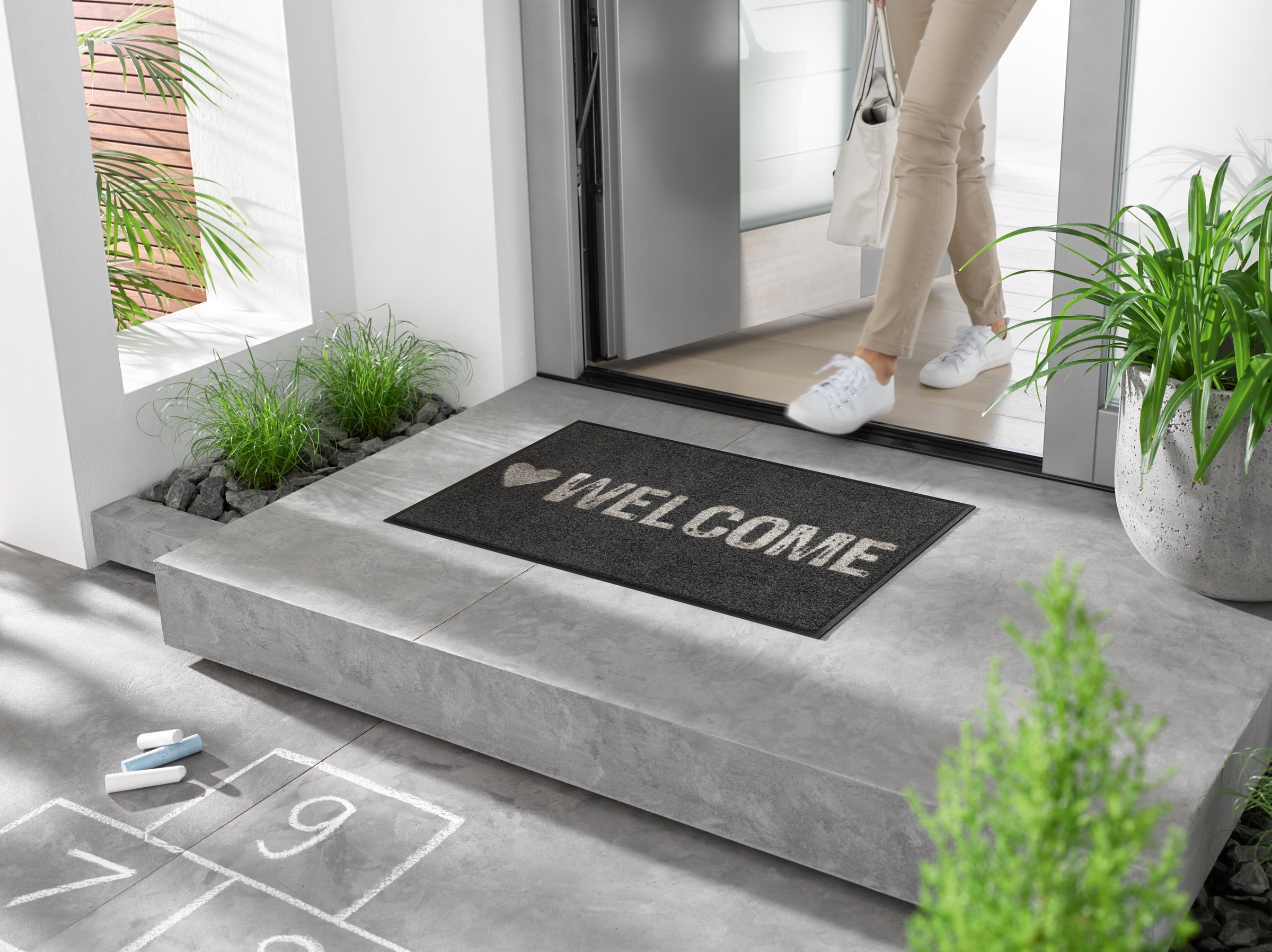 wash+dry by Kleen-Tex Fußmatte "Warmly Welcome" rechteckig 7 mm Höhe günstig online kaufen