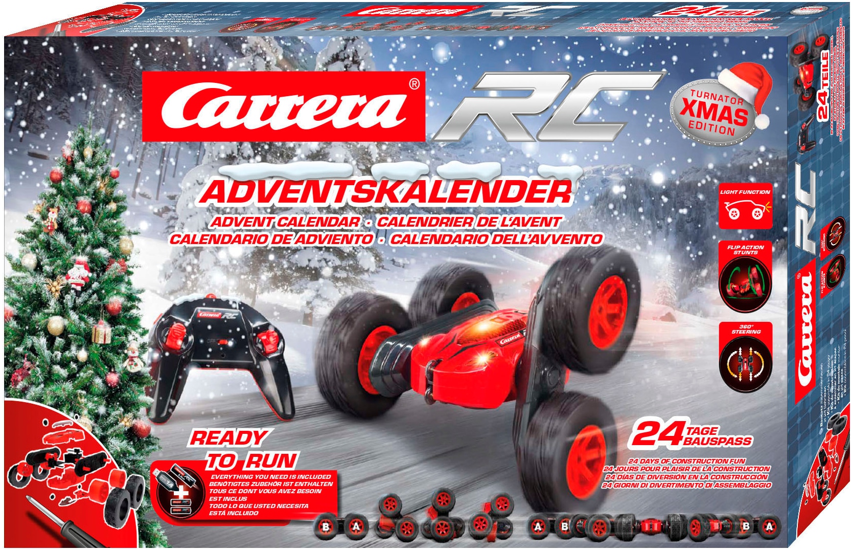 Carrera® Spielzeug-Adventskalender »RC Mini Turnator, ferngesteuertes RC Auto zum Selberbauen«, ab 12 Jahren, mit 360° Flip-Action und Panzersteuerung für rasante Drehungen