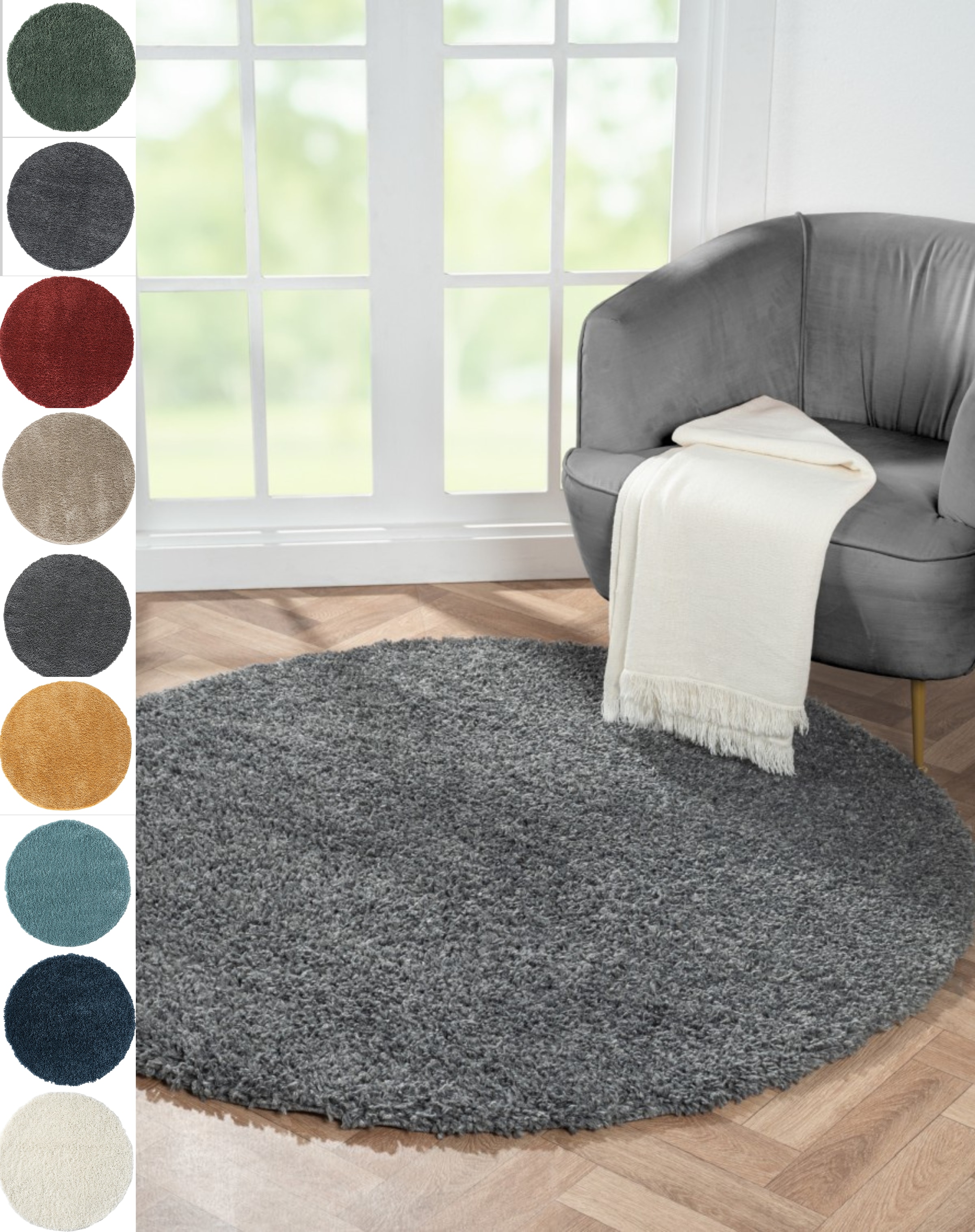 Myflair Möbel & Accessoires Hochflor-Teppich "My Shaggy" rund 37 mm Höhe Sh günstig online kaufen