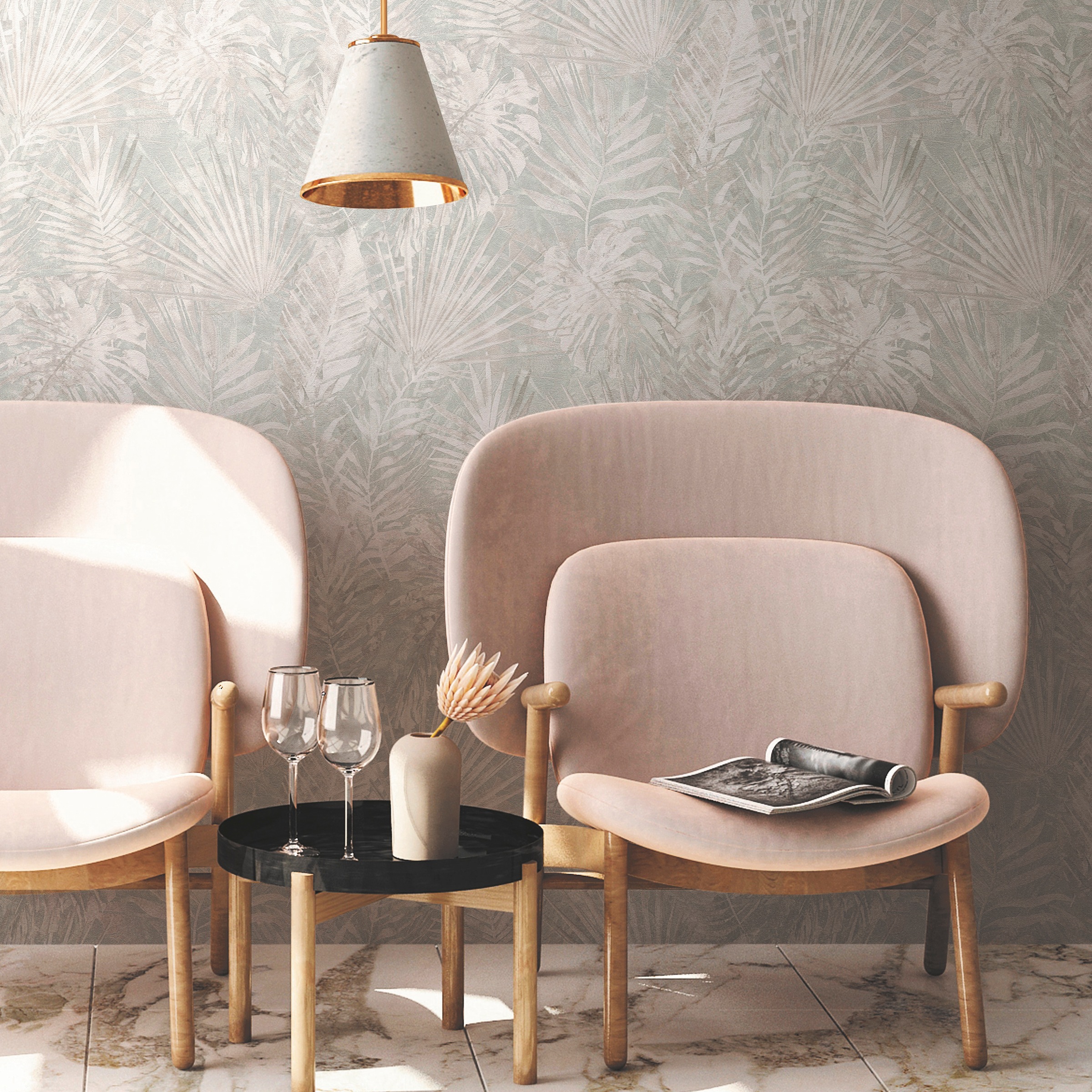 A.S. Création Vliestapete »Natural Living Dschungelblätter«, matt-gemustert-neutral, Dschungel Tapete Vlies Vlies Wand Tapeten Wohnzimmer Schlafzimmer Flur