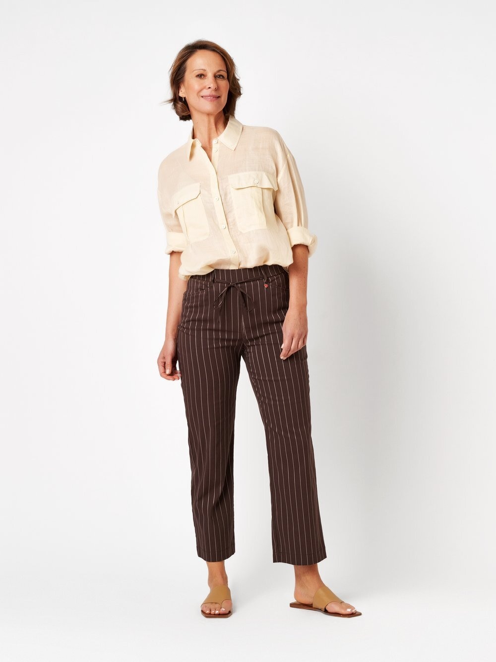 Relaxed Palazzohose »Scarlet 3/4«  mit feinen Streifen
