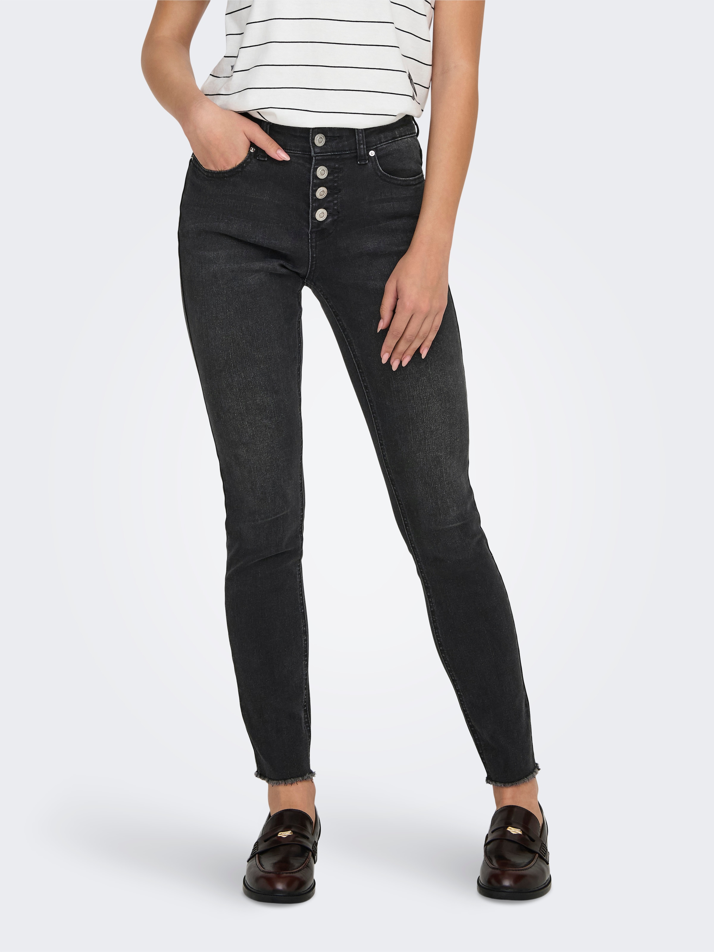 ONLY Skinny-fit-Jeans "ONLMIA MID WAIST BUTTON SK RW ANK BOX" günstig online kaufen