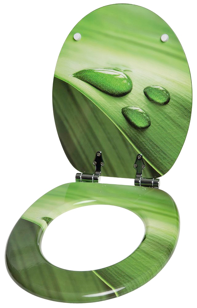 Sanilo Badaccessoire-Set »Green Leaf«, (Komplett-Set, 3 tlg.), bestehend aus WC-Sitz, Badteppich und Waschbeckenstöpsel