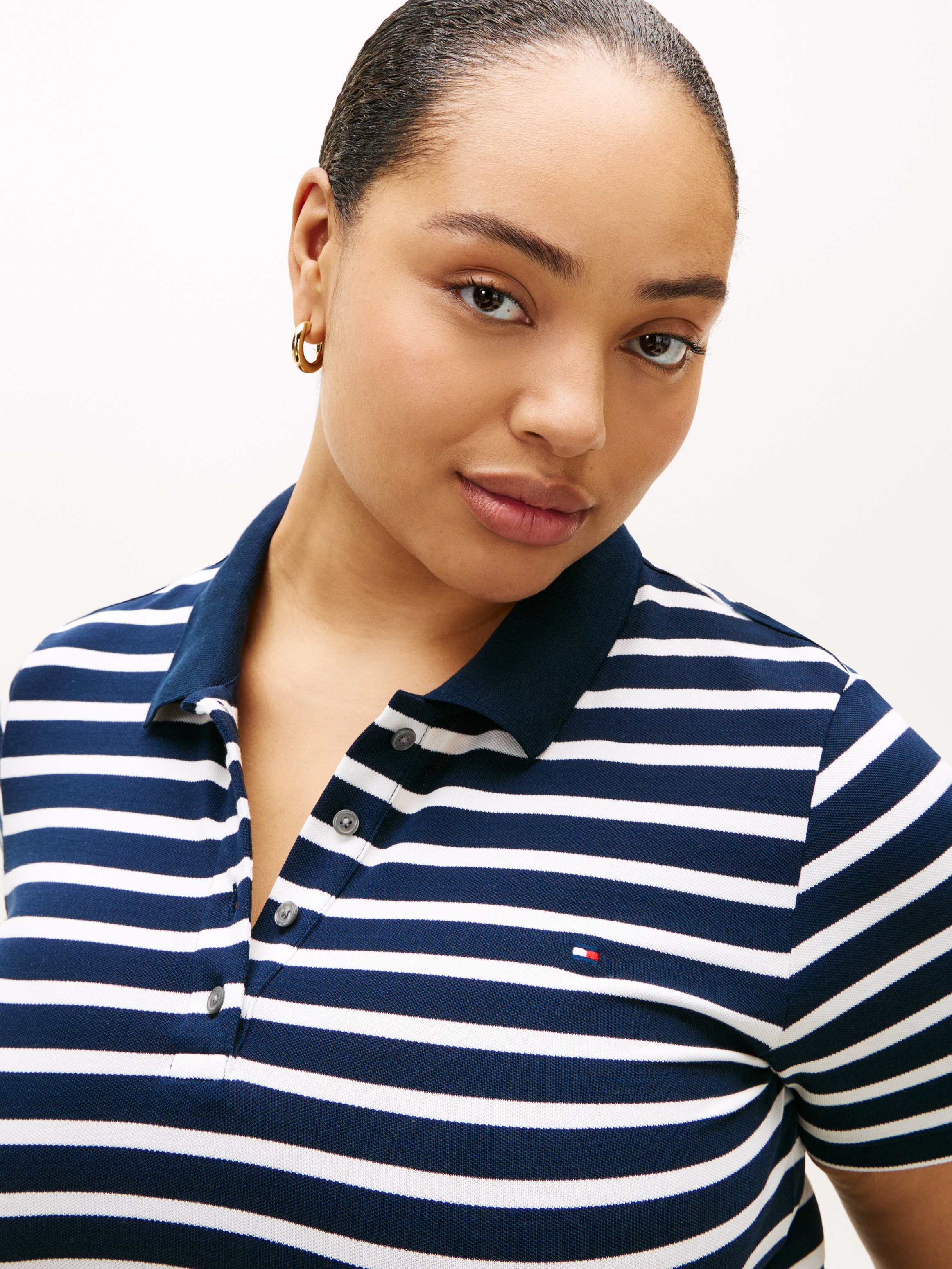 Tommy Hilfiger Curve Poloshirt »CRV 1985 SLIM PIQUE POLO SS« in großen Größen, aus Pique Qualität