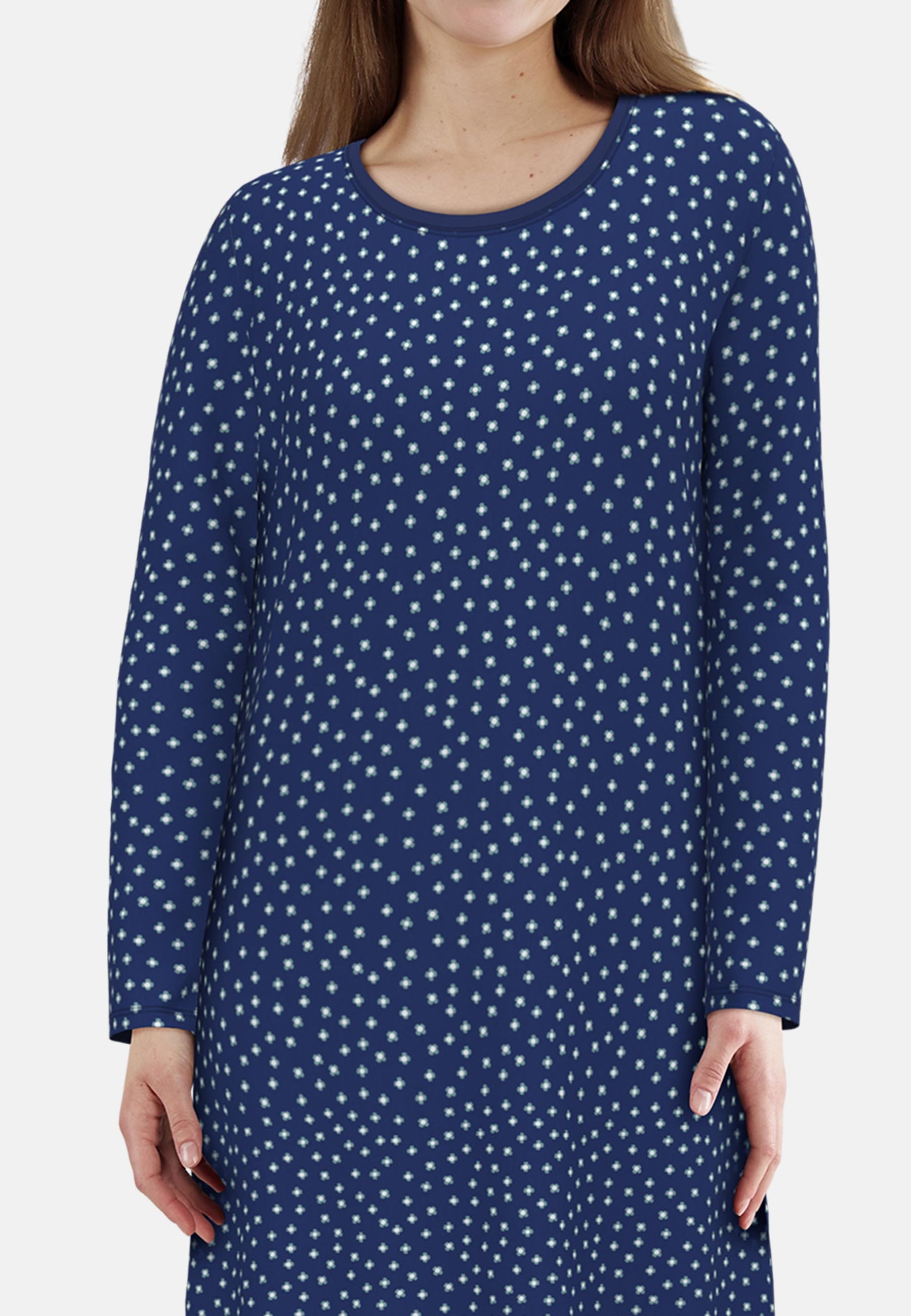 Thumbnail - GÖTZBURG Nachthemd "Katerini" Rundhalsausschnitt, langärmelig, Baumwolle, mit Muster