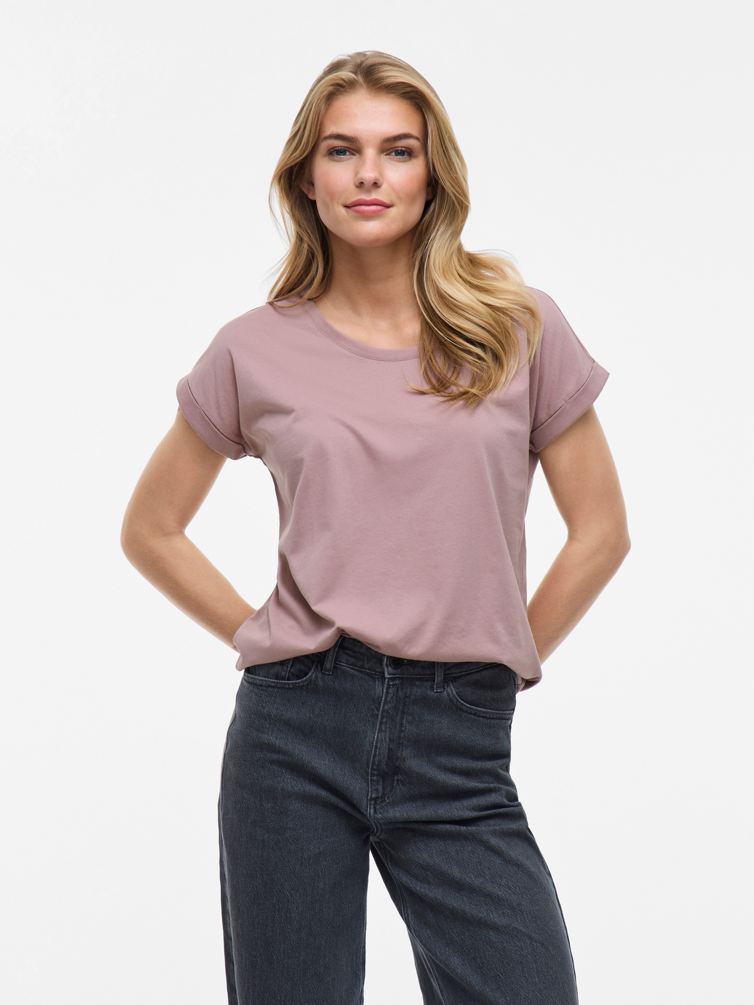Vila Rundhalsshirt "VIDREAMERS NEW PURE T-SHIRT/SU-NOOS", Basic Damen-T-Shi günstig online kaufen
