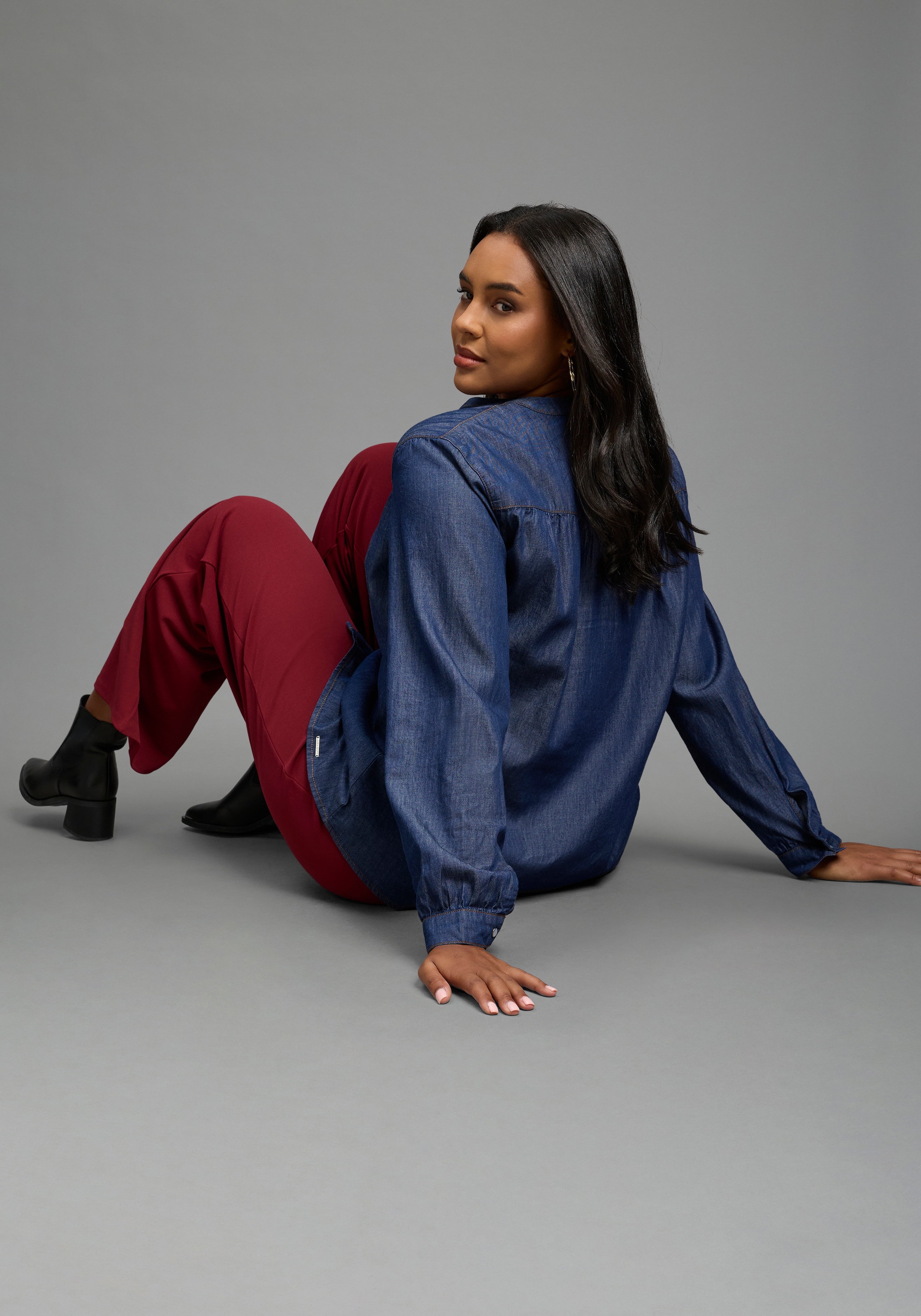 Laura Scott CURVE Schlupfbluse »Große Größen« mit Krempelärmel, Comfort Fit, auch in größeren Größen