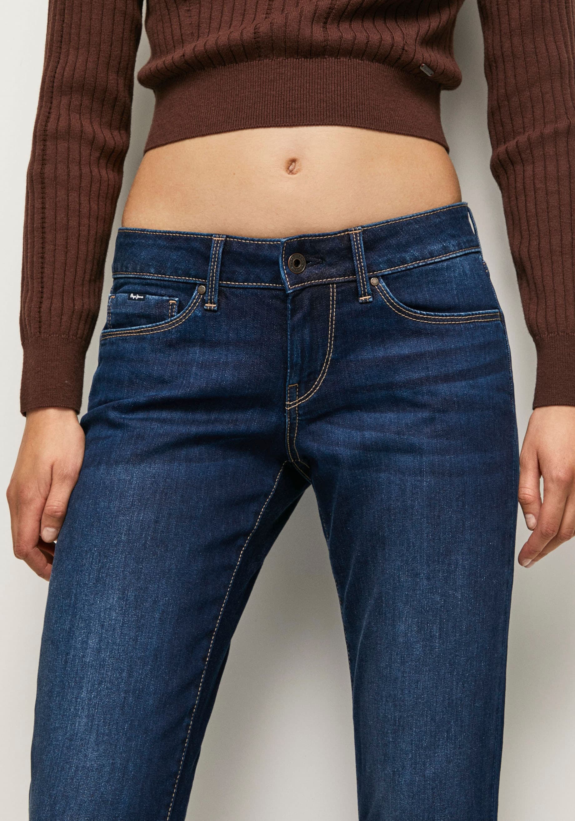 Pepe Jeans Skinny-fit-Jeans »SOHO«, Bund und mit BAUR bestellen 1-Knopf Stretch-Anteil | im 5-Pocket-Stil