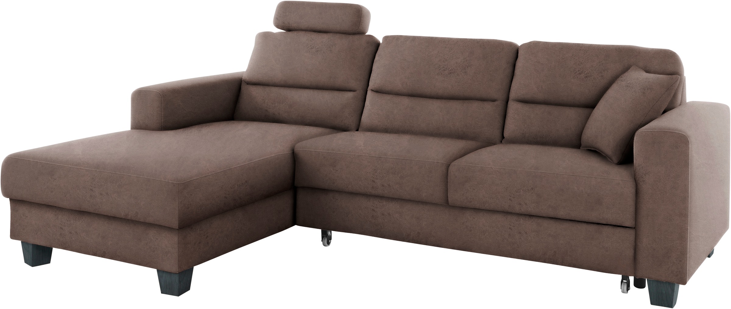 TRENDMANUFAKTUR Ecksofa »Chamber, zeitlos und modern, bequem mit hohem Sitzkomfort, L-Form«, inklusive einer Kopfstütze, wahlweise mit Schlaffunktion