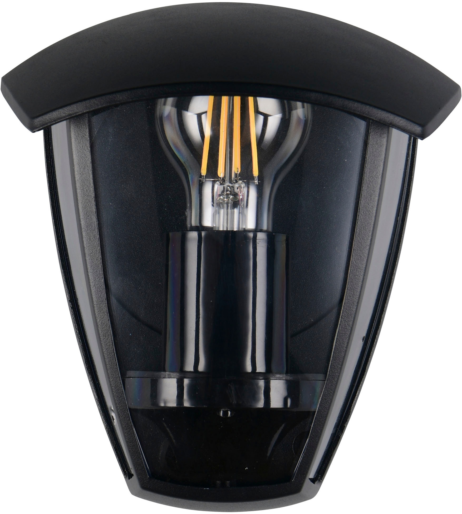 TRIO Leuchten Außen-Wandleuchte »VENTA, Outdoor Hauswand Fassadenbeleuchtung, exkl 1x E27 max 10W, IP44«, 1 flammig, Leuchtmittel E27 | Leuchtmittel wechselbar, Wandlampe Garten Terrasse, Aluminium mit Kunststoff Schirm transparent