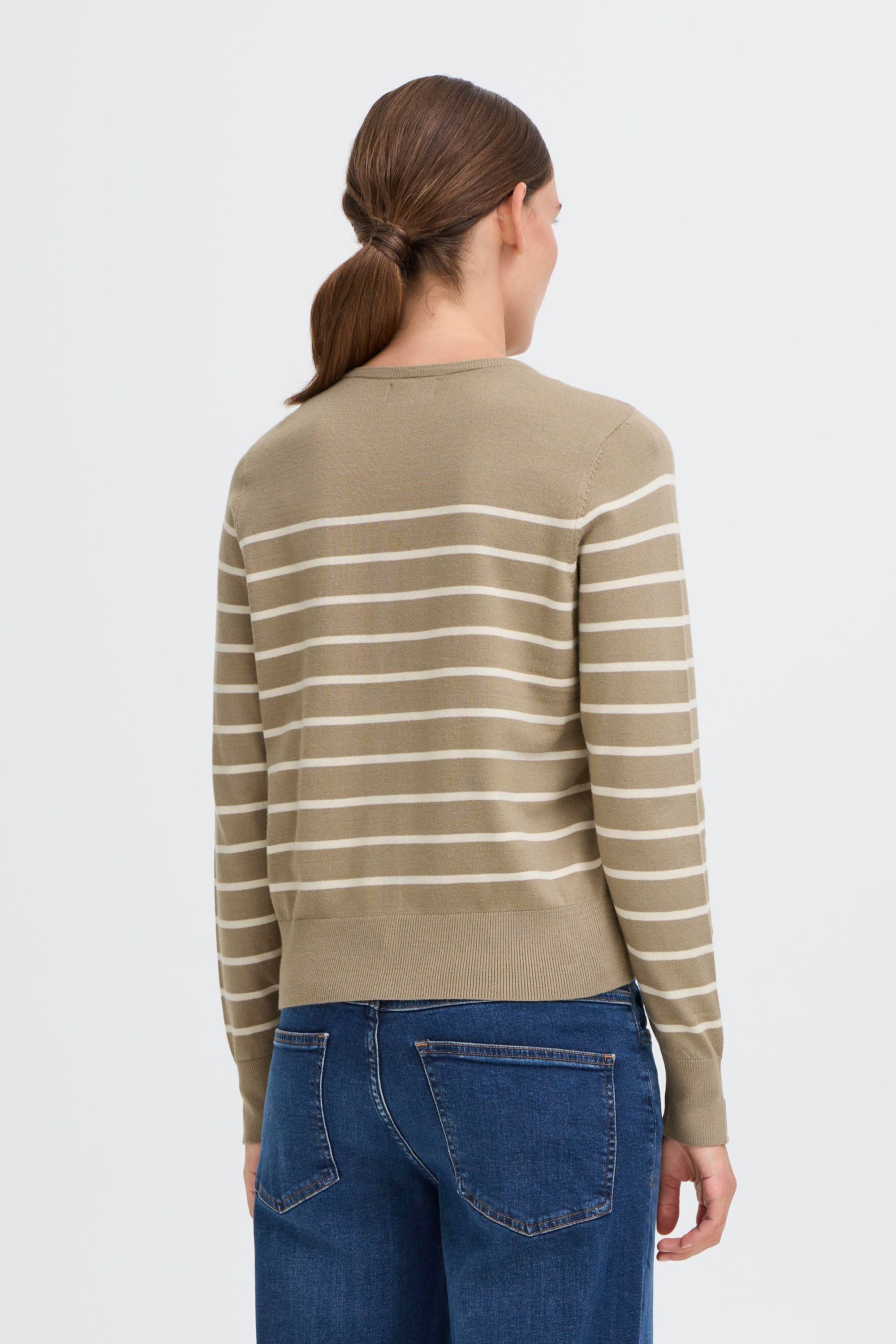 Strickjacke OXMO "Strickjacke OXFKEANA", Damen, Gr. S, grau (desert taupe mix), Obermaterial: 50% Viskose CV. 28% Polyester PES. 22% Nylon NY., Strickjacken Strickjacke 3