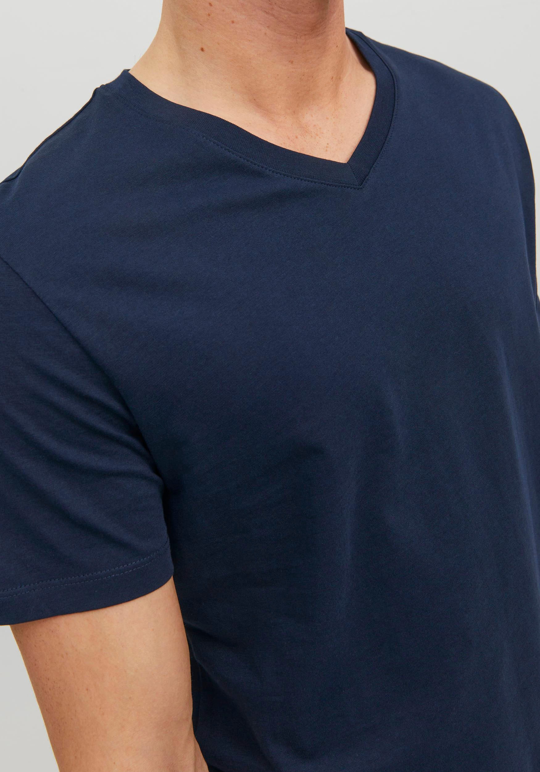 Jack & Jones V-Shirt »JJEORGANIC mit V-Ausschnitt, lässig kombinierbar, ideal für Alltag«, unifarben, modisch, regular fit, Baumwolle, V-Ausschnitt